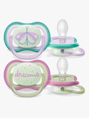 Philips Avent Ultra Air Night Schnuller 2er-Pack 0-6m, Grün/Lila