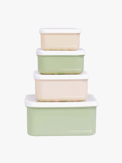 A Little Lovely Company Lunchbox-Set, Blüten/Salbei