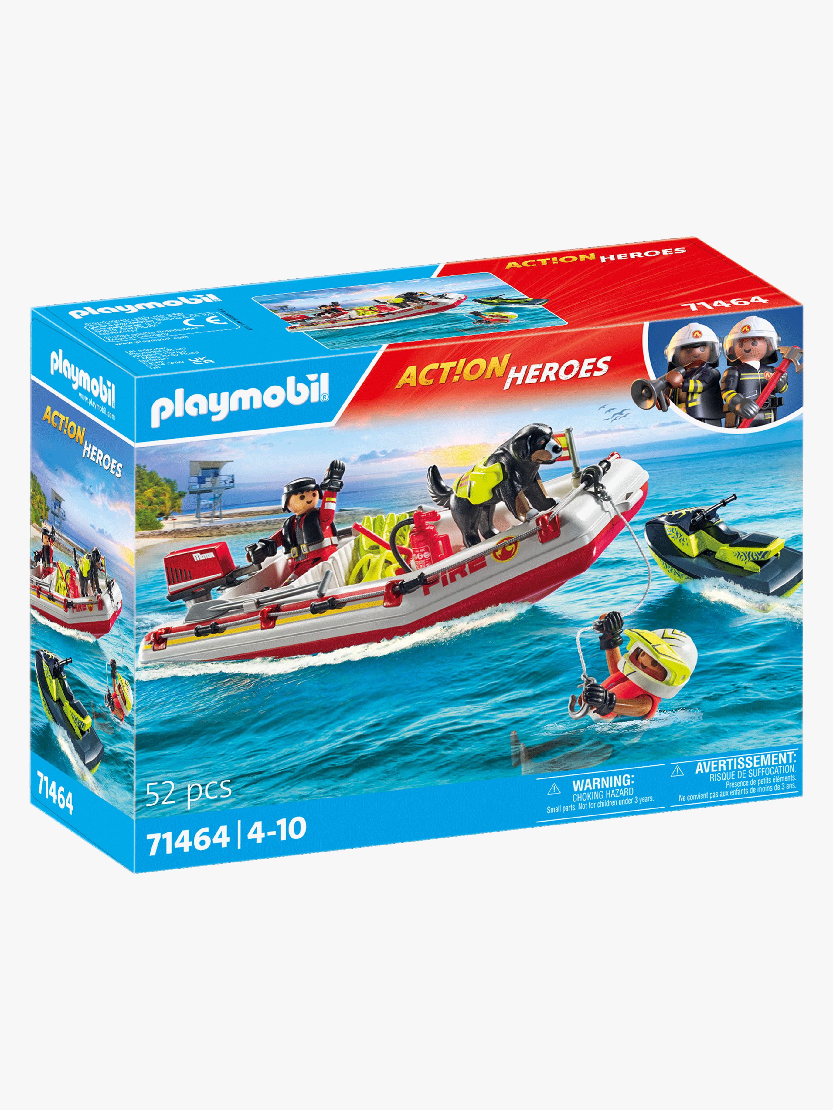 Playmobil 71464 Action Heroes Baukasten Feuerwehrboot mit Aqua Scooter