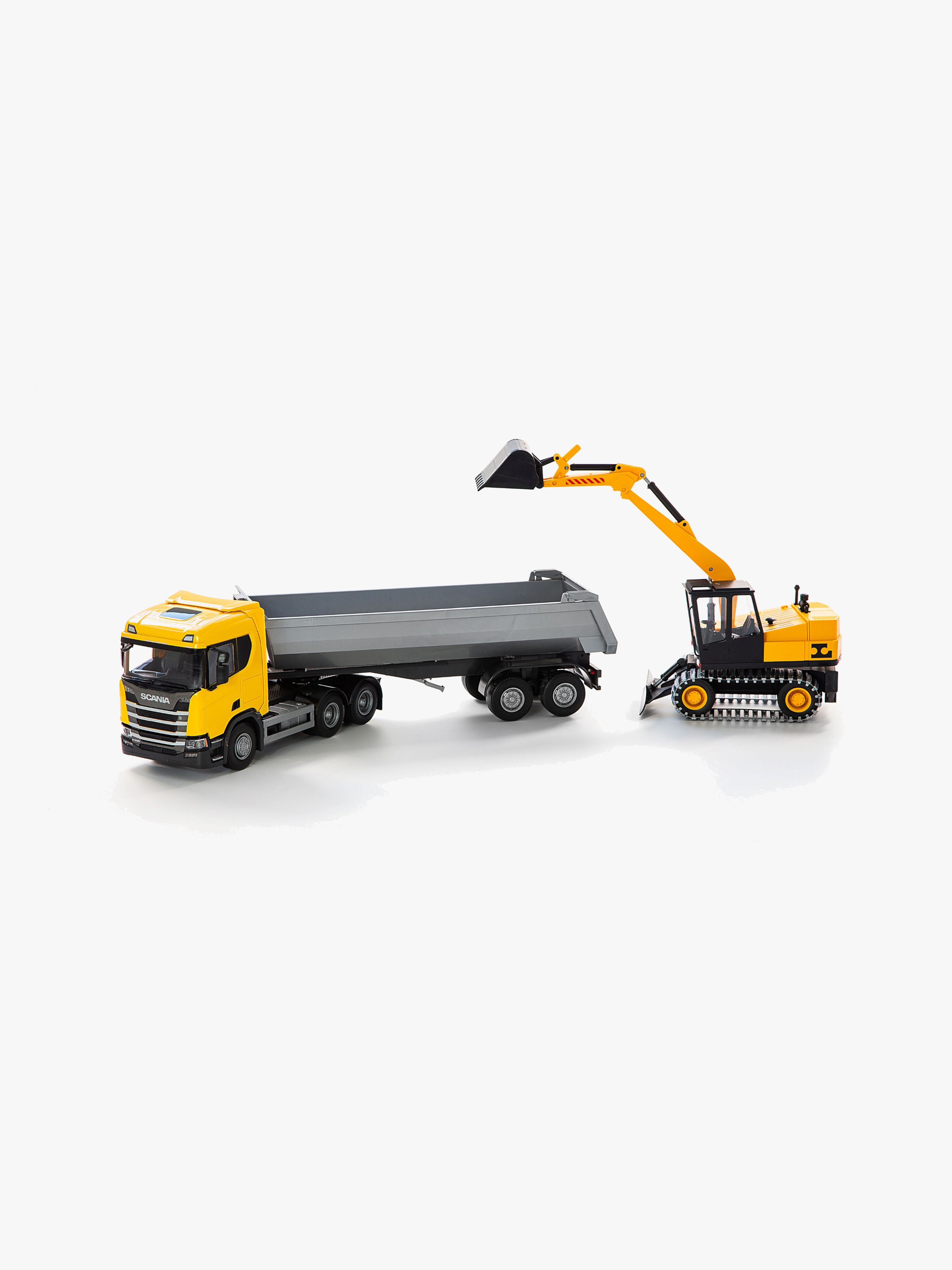 Scania Fahrzeug Kipplaster & Bagger 1:25