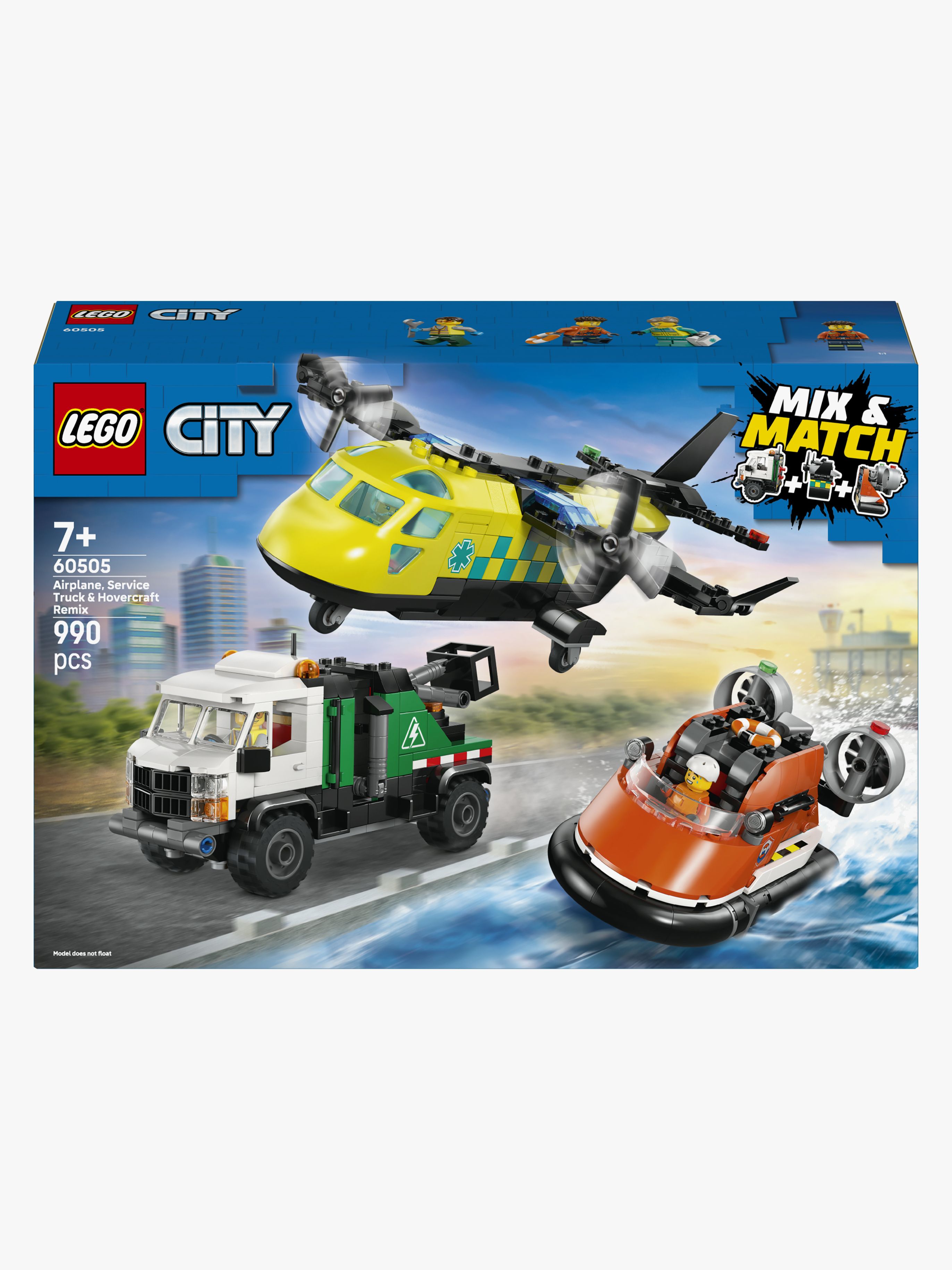 City 60505 Kombinationsset mit Flugzeug, Wartungsfahrzeug und Luftkissenboot