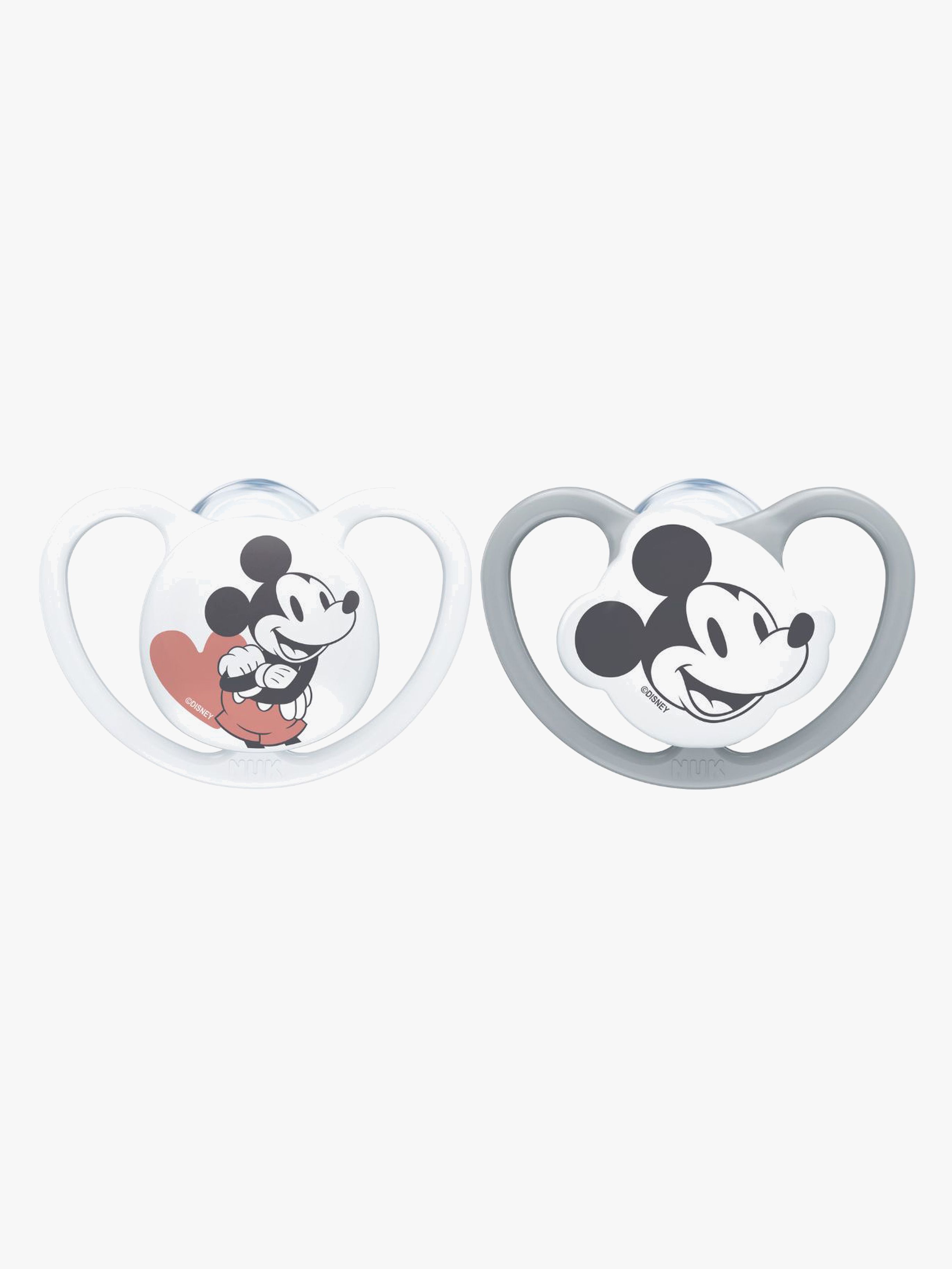 NUK Space Micky Maus Schnuller 2er-Pack Silikon Größe 1, Grey/White