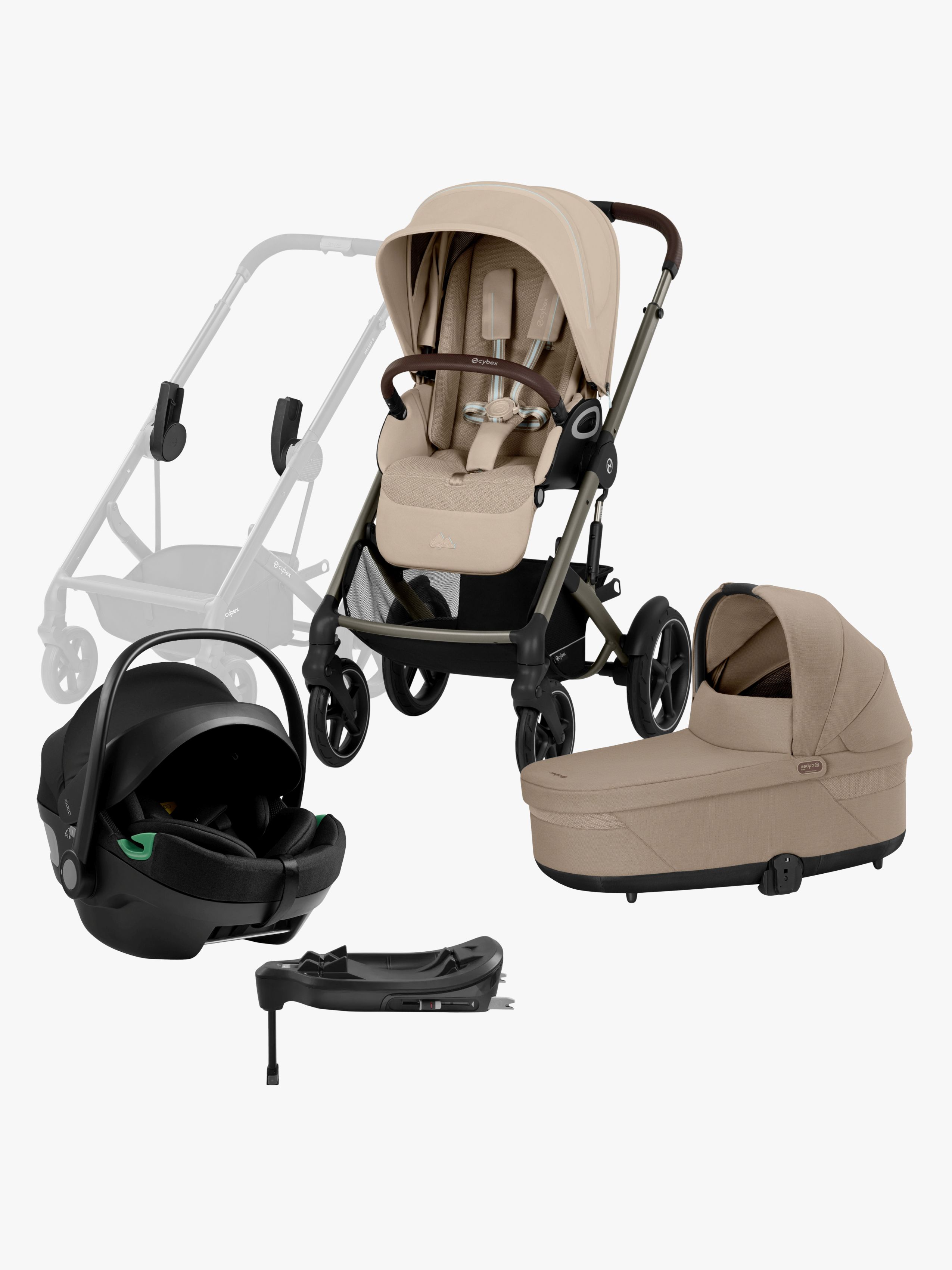 Cybex TALOS S Lux Kombikinderwagen inkl. Axkid GOKID Babyschale &  Basis, Almond Beige