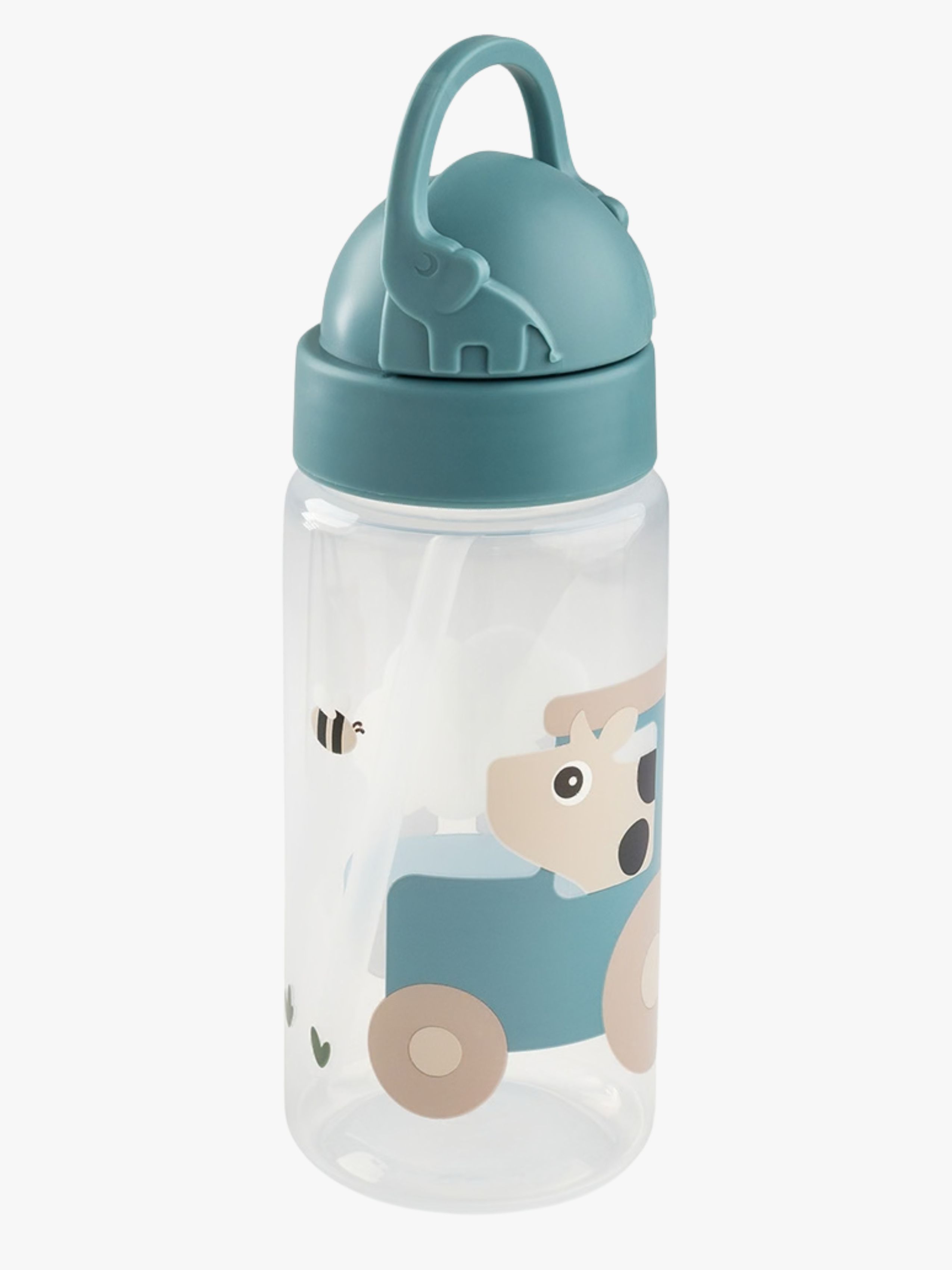 Done By Deer Tiny Farm Flasche mit Trinkhalm, Blue