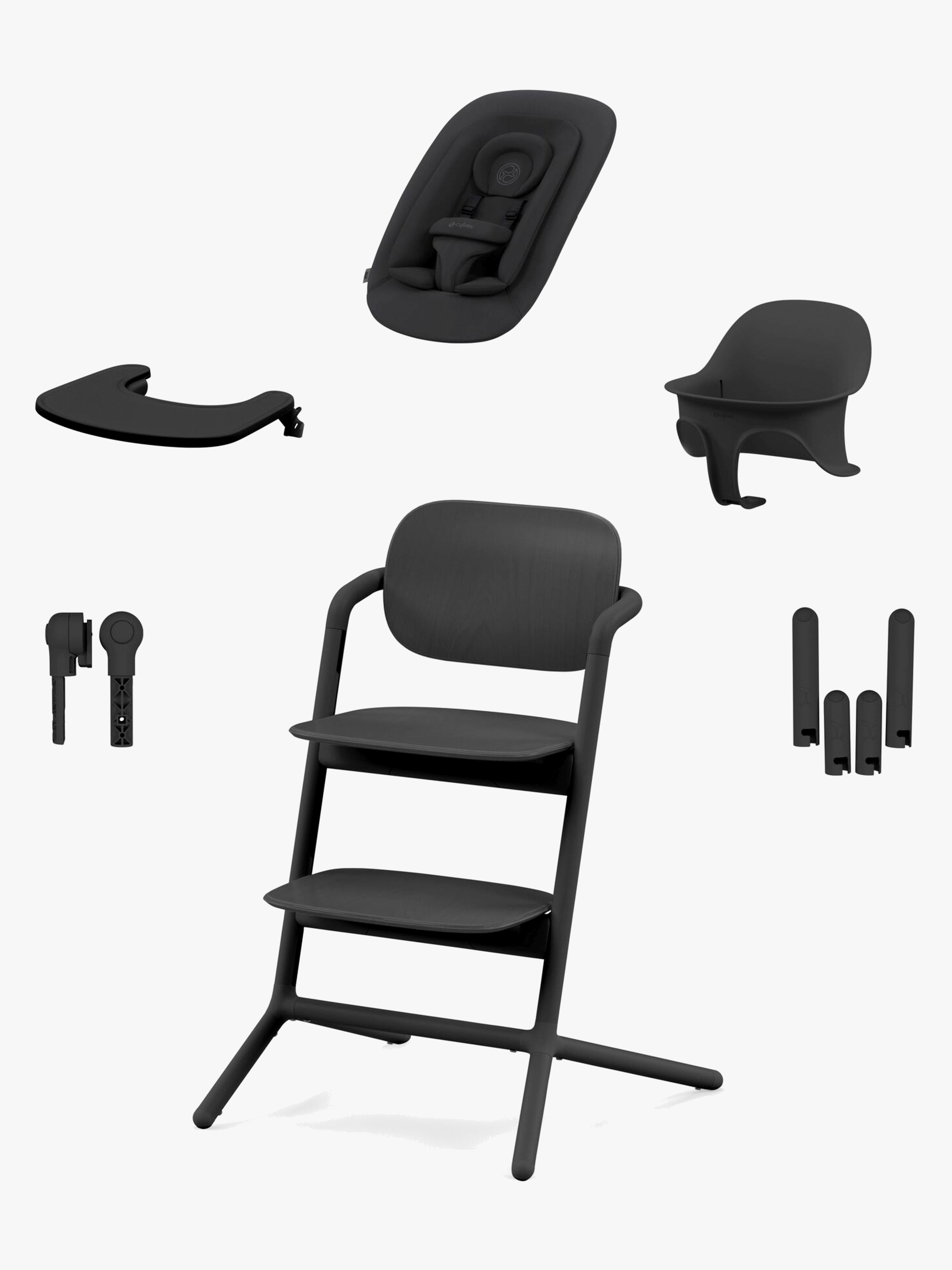 Cybex Lemo 4-in-1 Hochstuhl inkl. Babywippe, Babyset und Tablett, Stunning Black