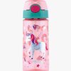 Nuby Soft Straw Push Wasserflasche Einhorn 540 ml, Rosa