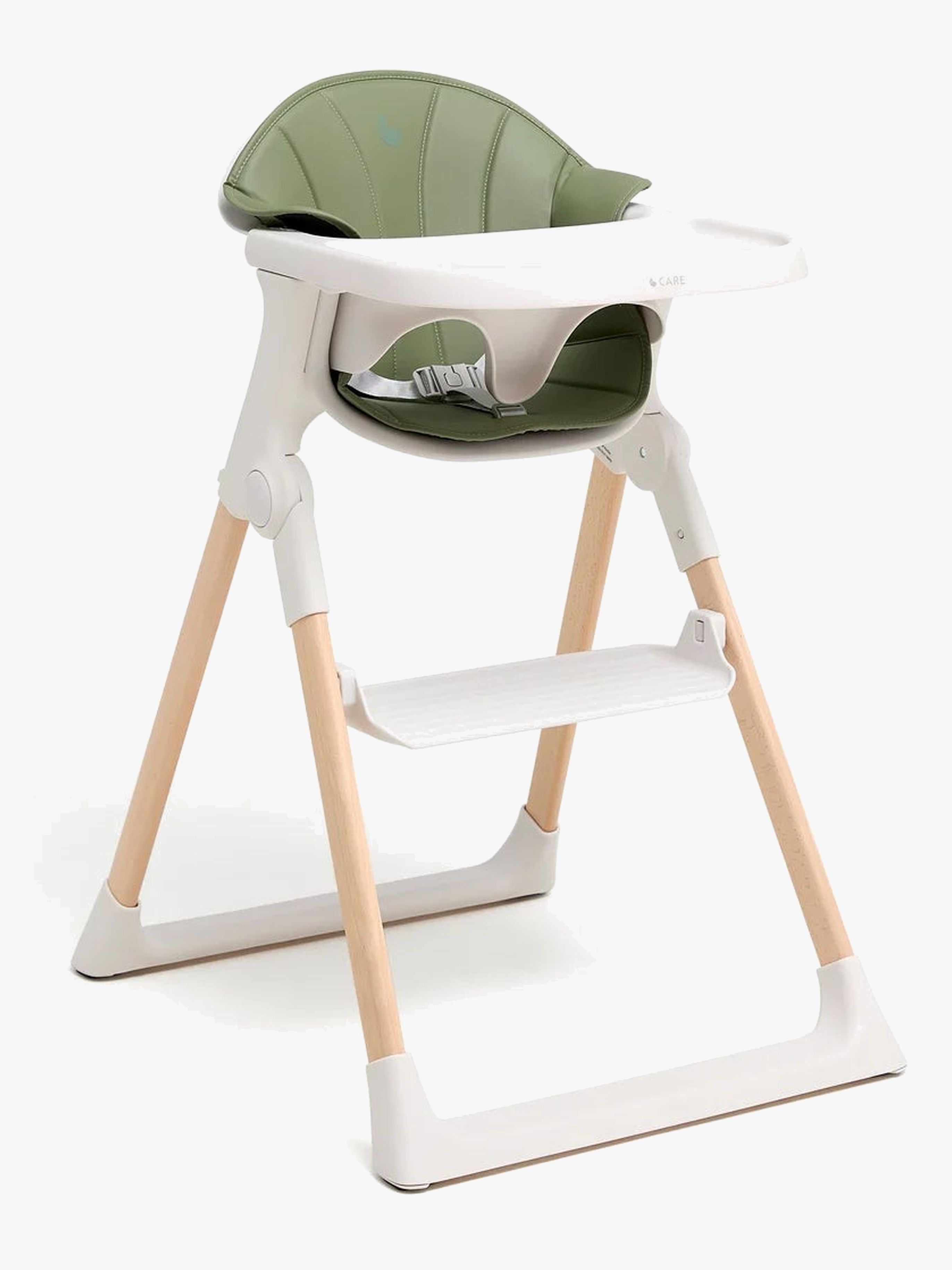 Beemoo CARE Harmony Hochstuhl inkl. Sitzkissen, White/Wood/Green