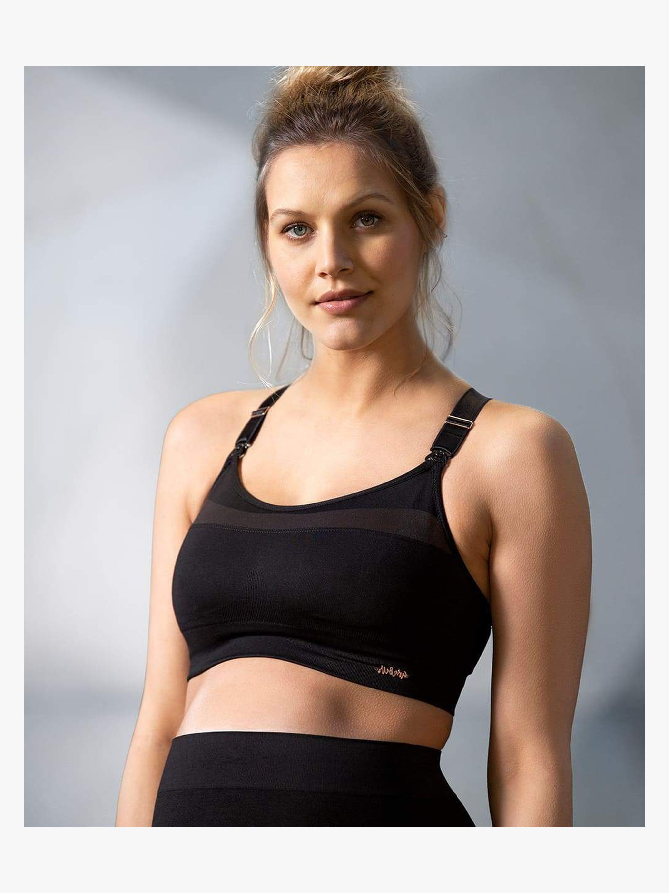 Cache Coeur WOMA Seamless Umstand/Stillen Sport-BH, Black L