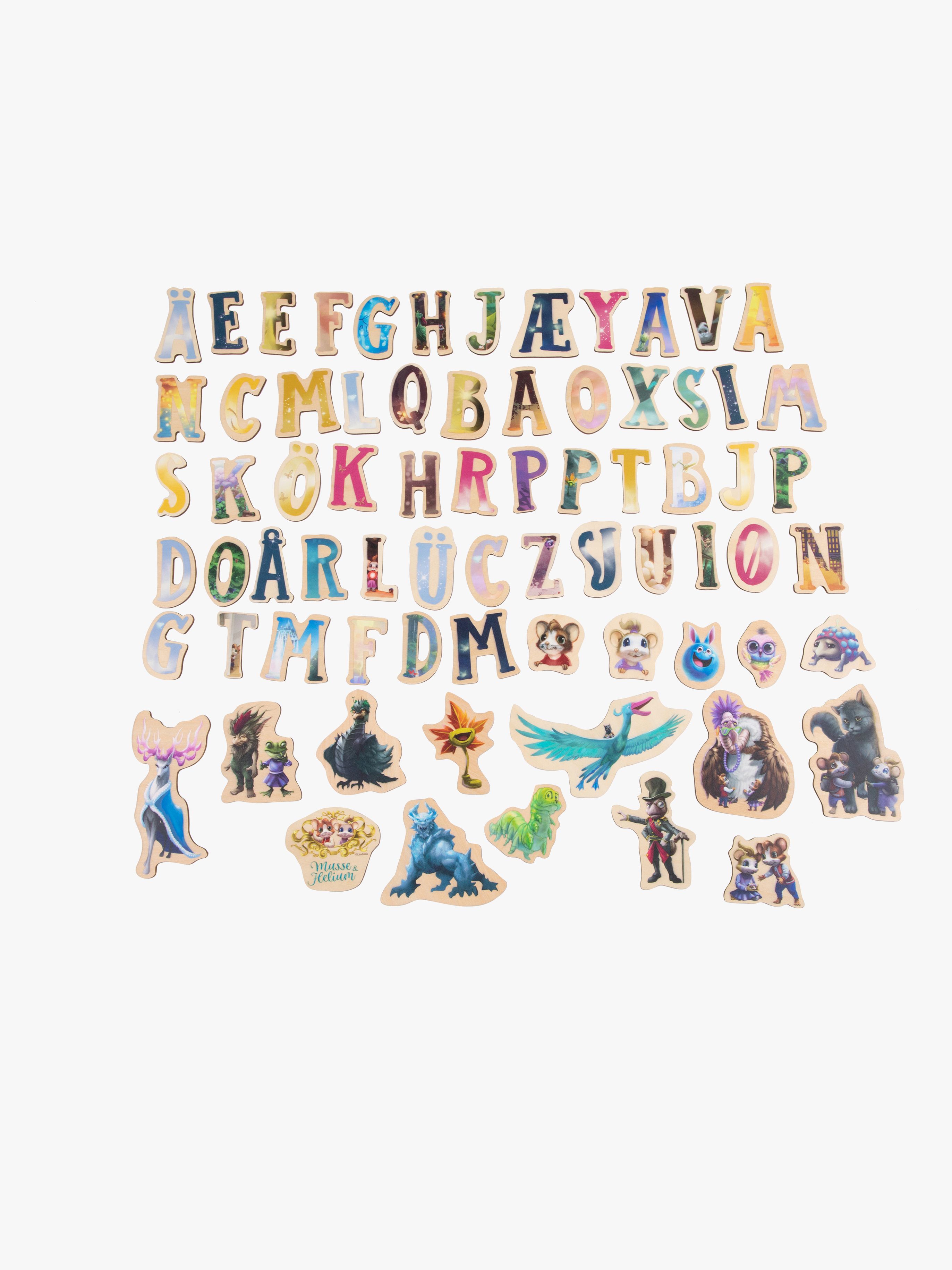 Musse &  Helium Magnetbuchstaben und Figuren 72 Teile
