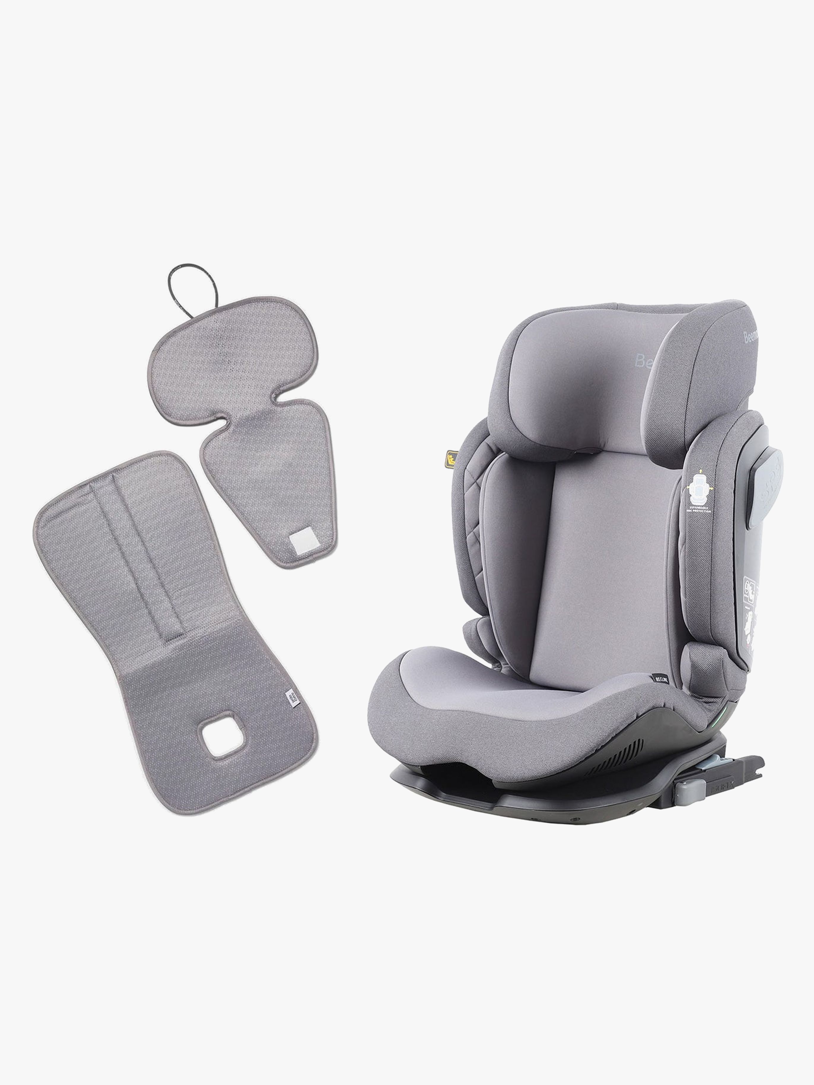 Beemoo Recline i-Size Kindersitz inkl. Ventilierendem Sitzpolster, Mineral Grey/Grey