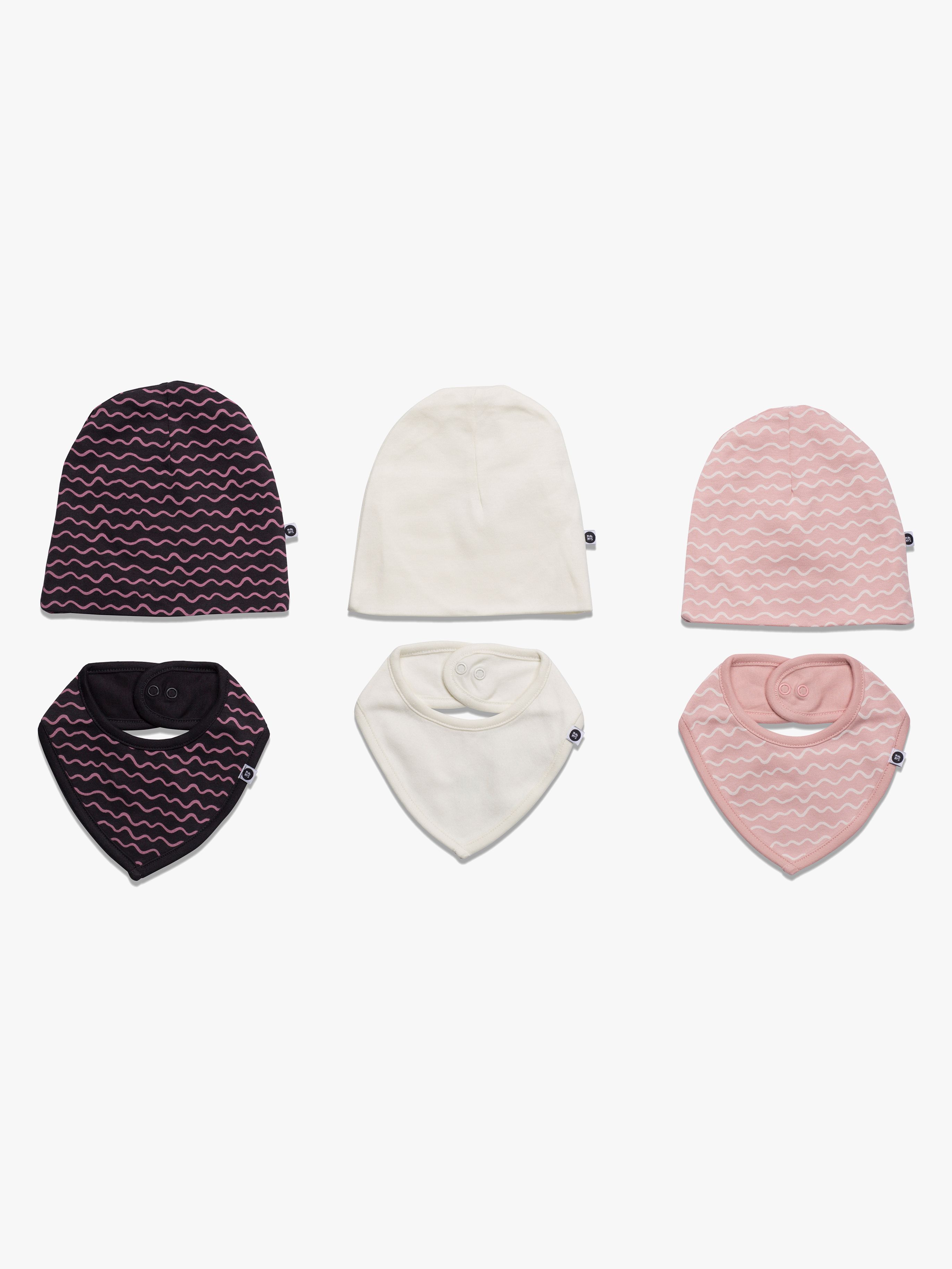 MiniMys Mütze &  Dreieckstuch 6er-Pack Yarn, Silver Pink 56-62
