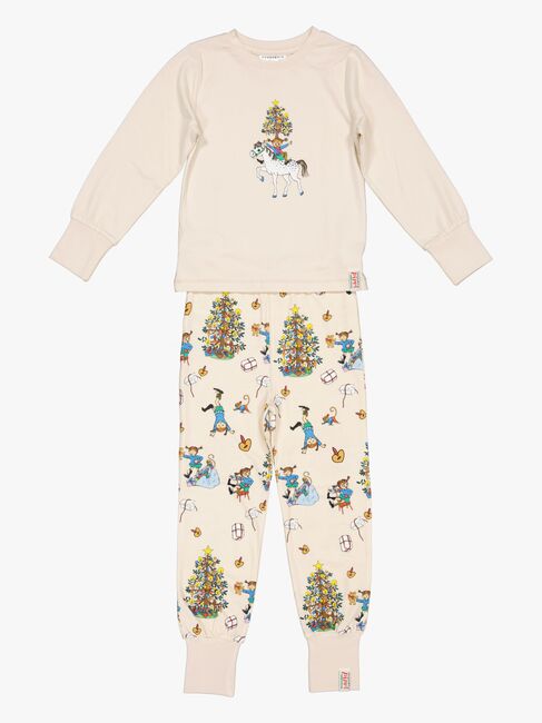 Geggamoja Weihnachtspyjama Zweiteilig Pippi Langstrumpf, Beige