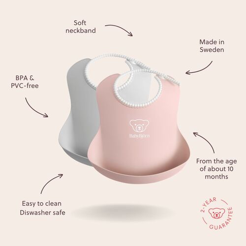 BabyBjörn Lätzchen 2er-Pack, Grau/Hellrosa