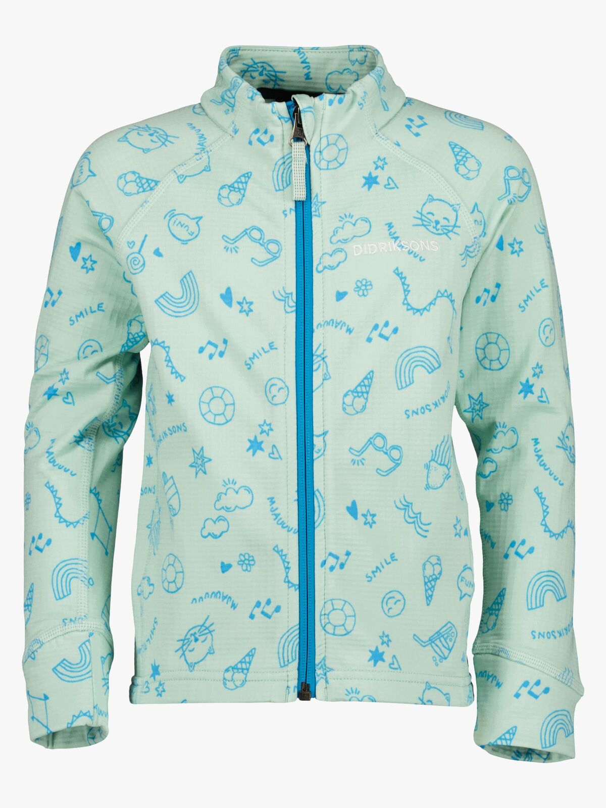 Didriksons Jadis Pullover mit Reißverschluss, Doodle Pale Mint