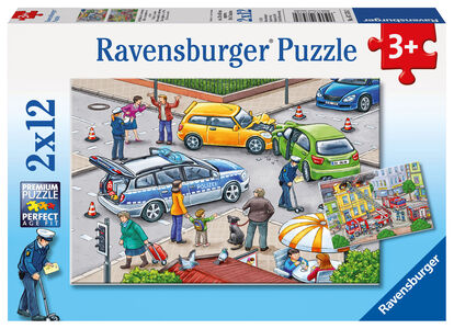 Ravensburger Puzzle Mit Blaulicht Unterwegs 2x12 Teile