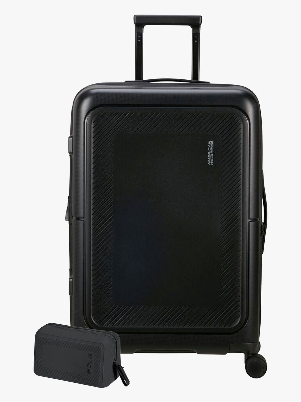 American Tourister Dashpop Koffer 76-84L & Kulturbeutel POP, True Black