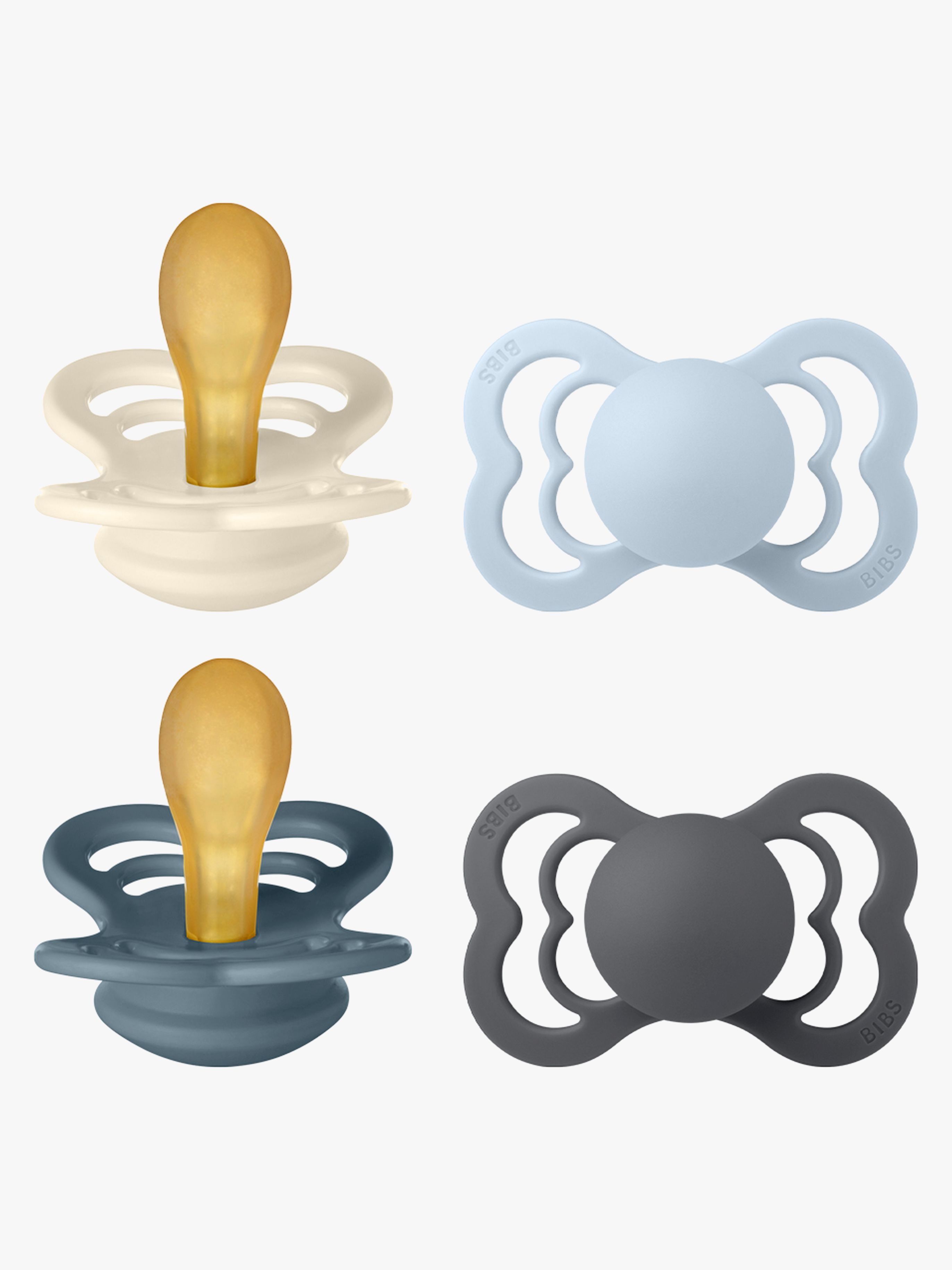 Supreme Schnuller 4er-Pack Latex Gr. 2, Ivory / Baby Blue / Petrol / Iron
