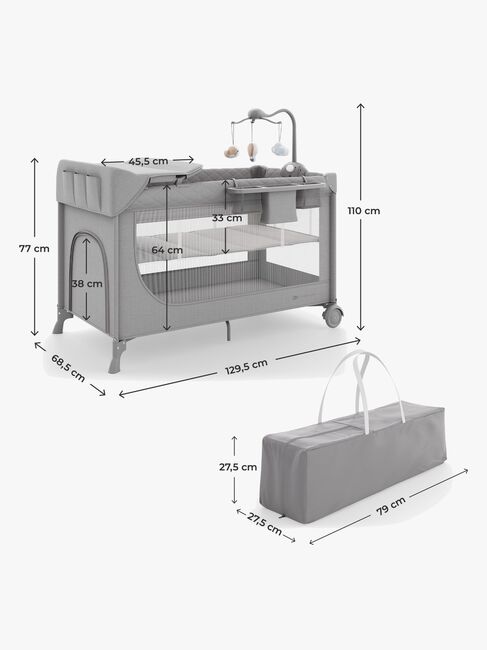 Kinderkraft LEODY UP Reisebett mit Zubehör, Grey