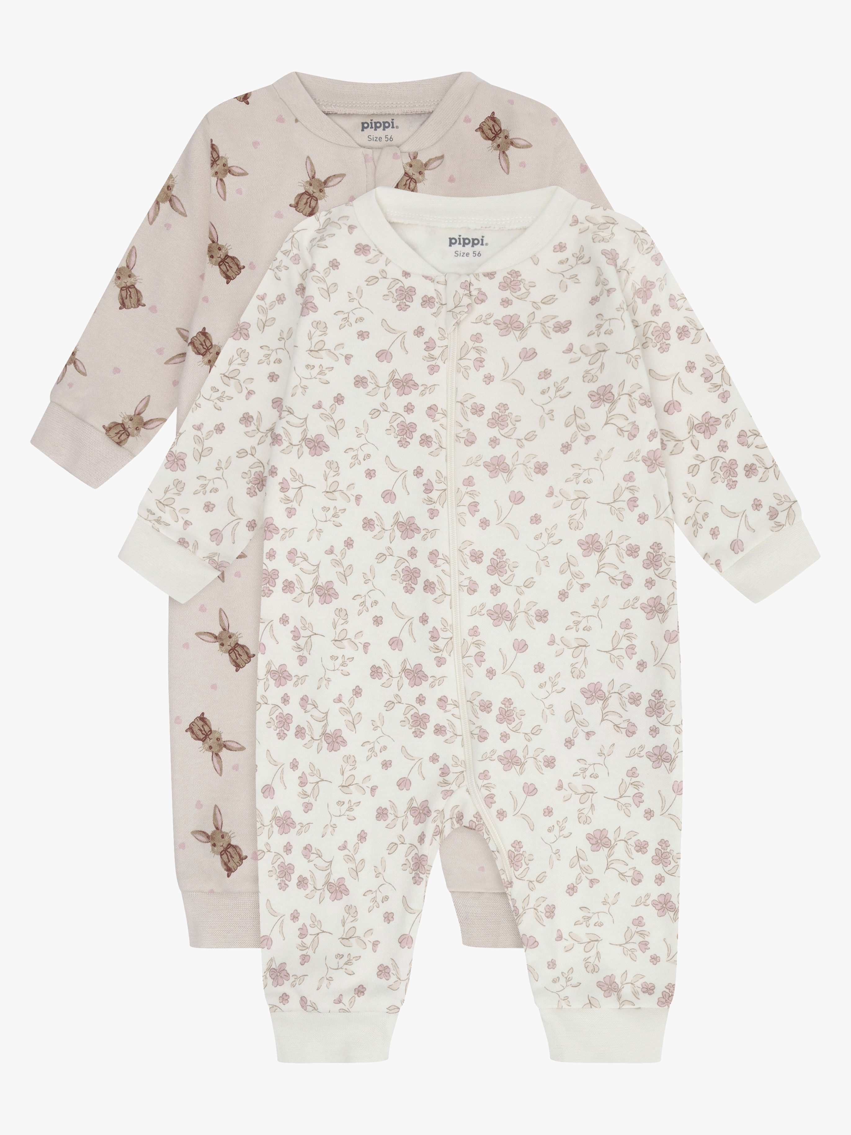 Pippi Baby Onesie mit Reißverschluss 2er-Pack, Violet Ice, 62