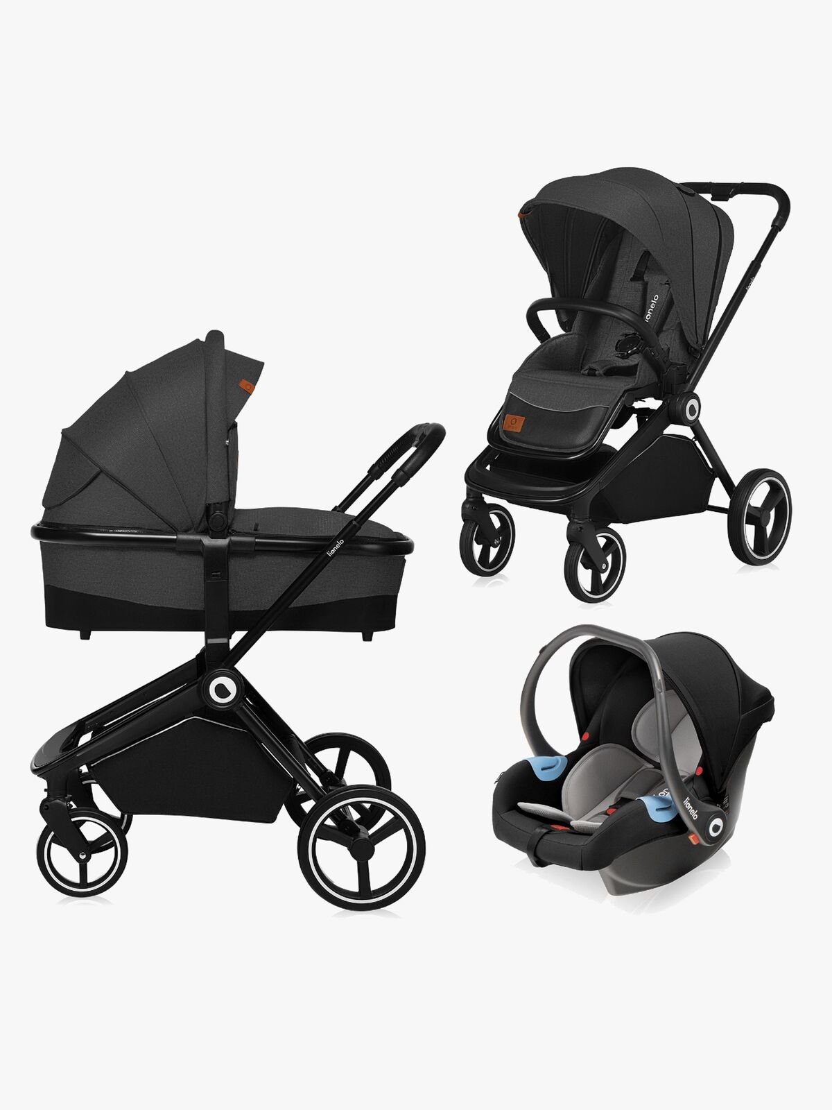 Lionelo 3-in-1 Mika Kombikinderwagen, Grey Graphite