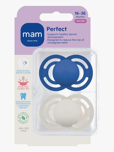MAM Perfect Schnuller Silikon 2er-Pack 16-36m, Blau