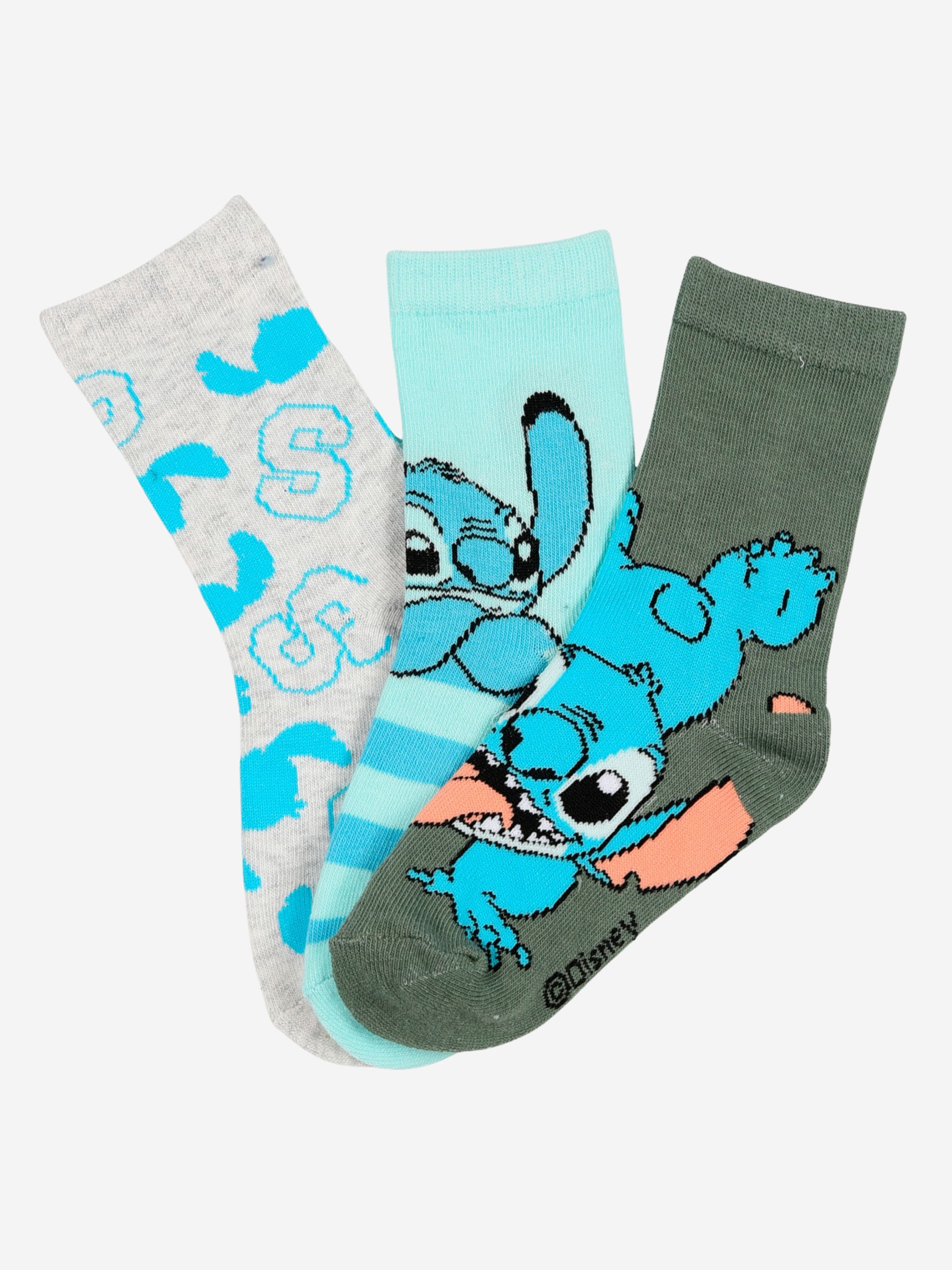 Disney Stitch Socken 3er-Pack, Mehrfarbig, 27-30