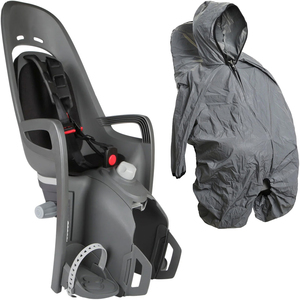 Hamax Zenith Relax Fahrradsitz inkl. Gepäckträgerhalterung & Regenschutz, Grey/Reflective Silver