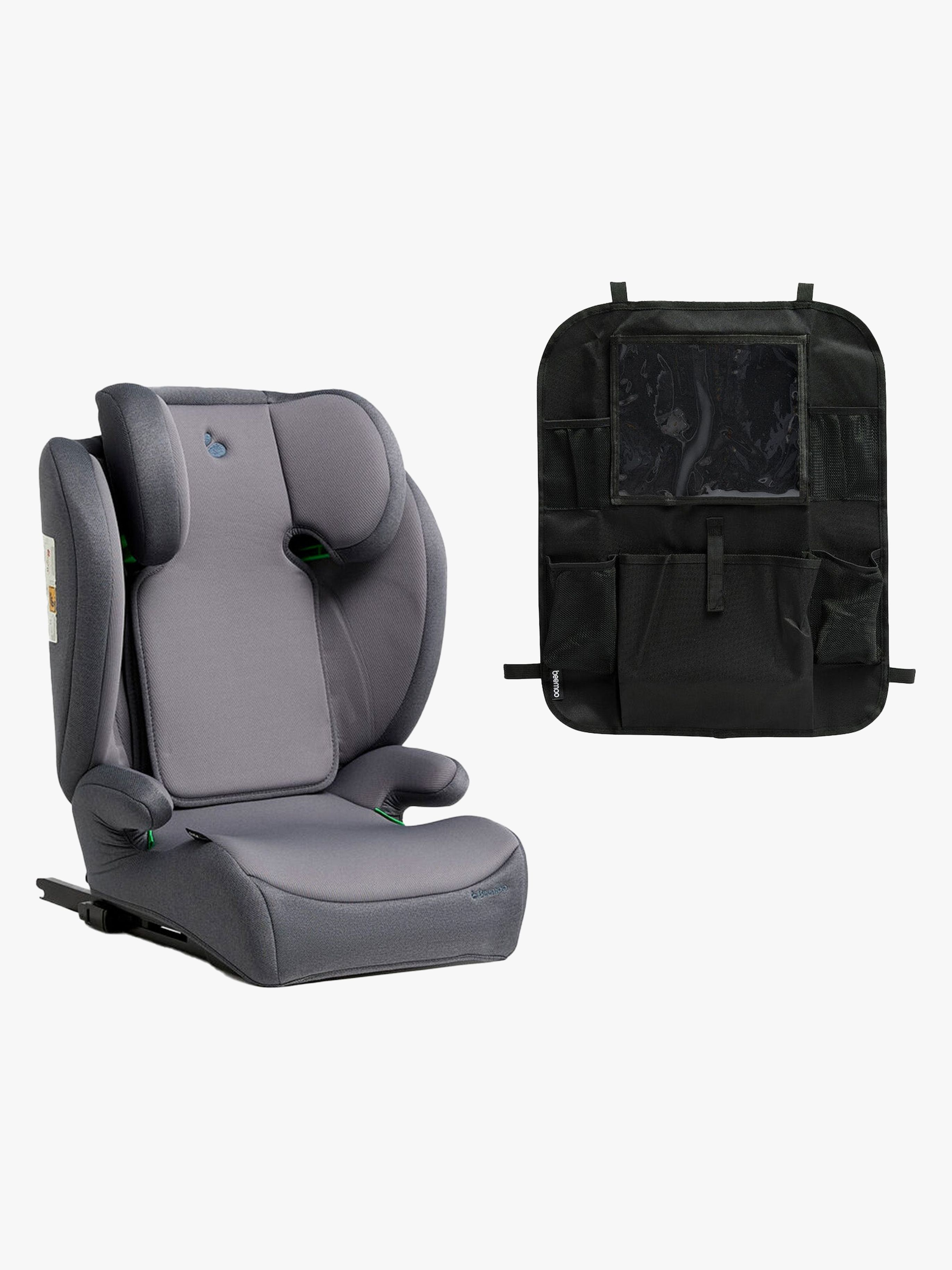 Ride i-Size Kindersitz ISOFIX inkl. Beemoo Smart Organizer, Mineral Grey