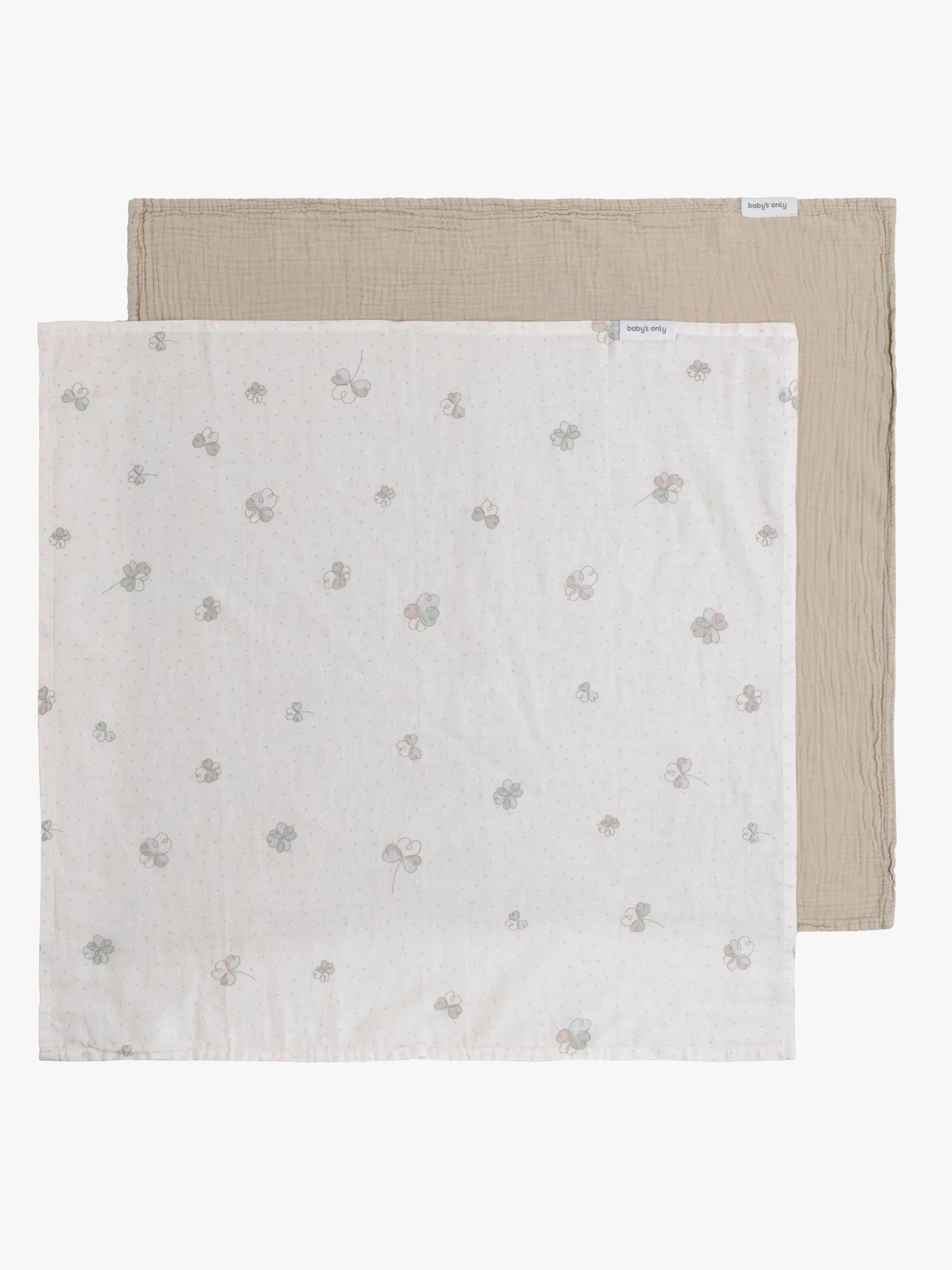 65x65 cm Musselintuch 2er-Pack, Tender Beige / Clover