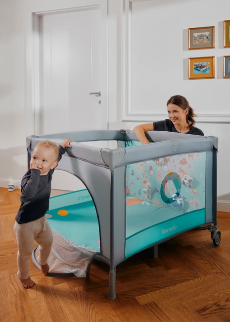 Lionelo MILLE PLUS Laufgitter, Grey Green