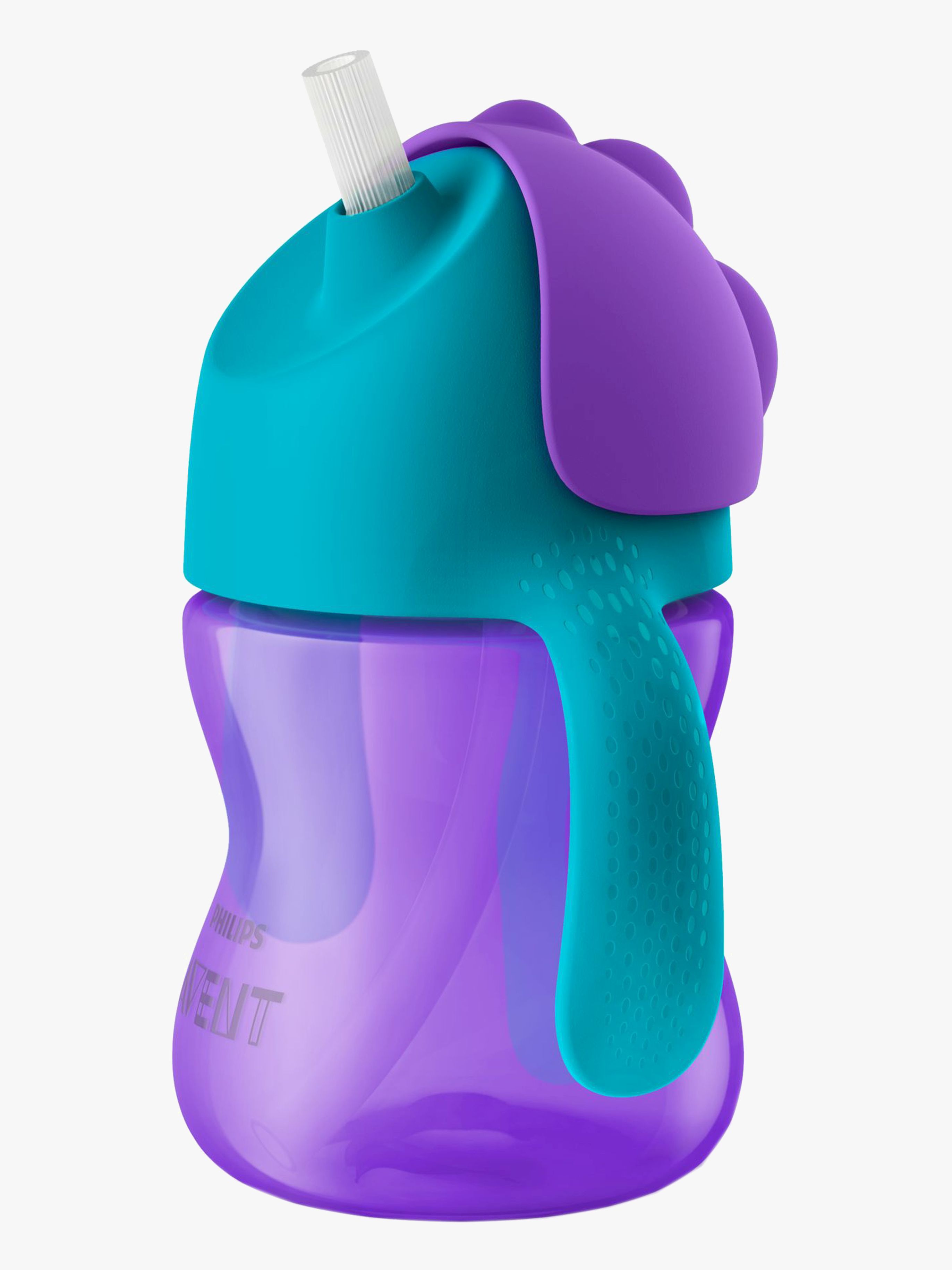 Philips Avent Becher mit Strohhalm und Griff 200ml, Lila/Türkis