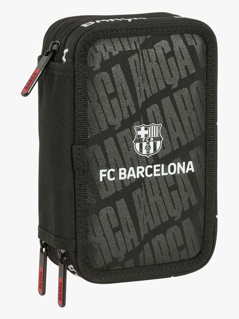 FC Barcelona Gefülltes Dreifach-Federmäppchen 37 Teile, Schwarz