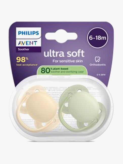 Philips Avent Ultra Soft Schnuller 6–18m 2er-Pack, Beige/Hellgrün