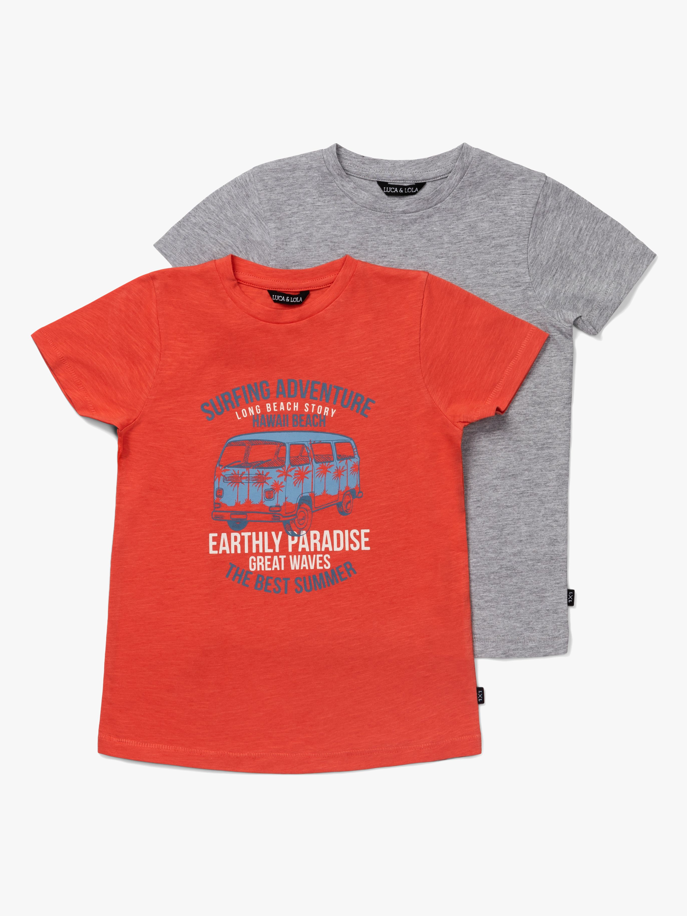 Luca &  Lola Riccione T-Shirt 2er-Pack, Red/Grey Melange 122–128