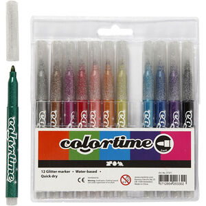 Colortime Glitzerfilzstifte Gemischte Farben 12 Stück