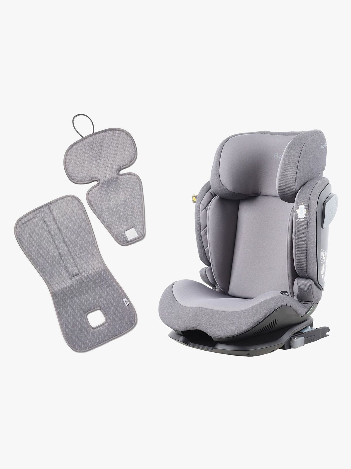 Beemoo Recline i-Size Kindersitz inkl. Ventilierendem Sitzpolster, Mineral Grey/Grey