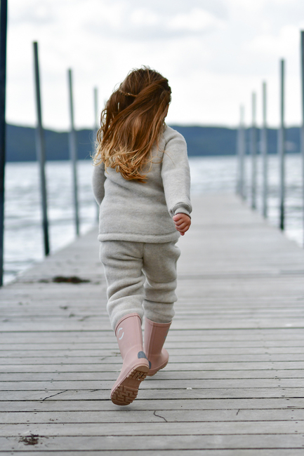 Mikk-Line Wollfilz-Hose Baby, Melange Offwhite