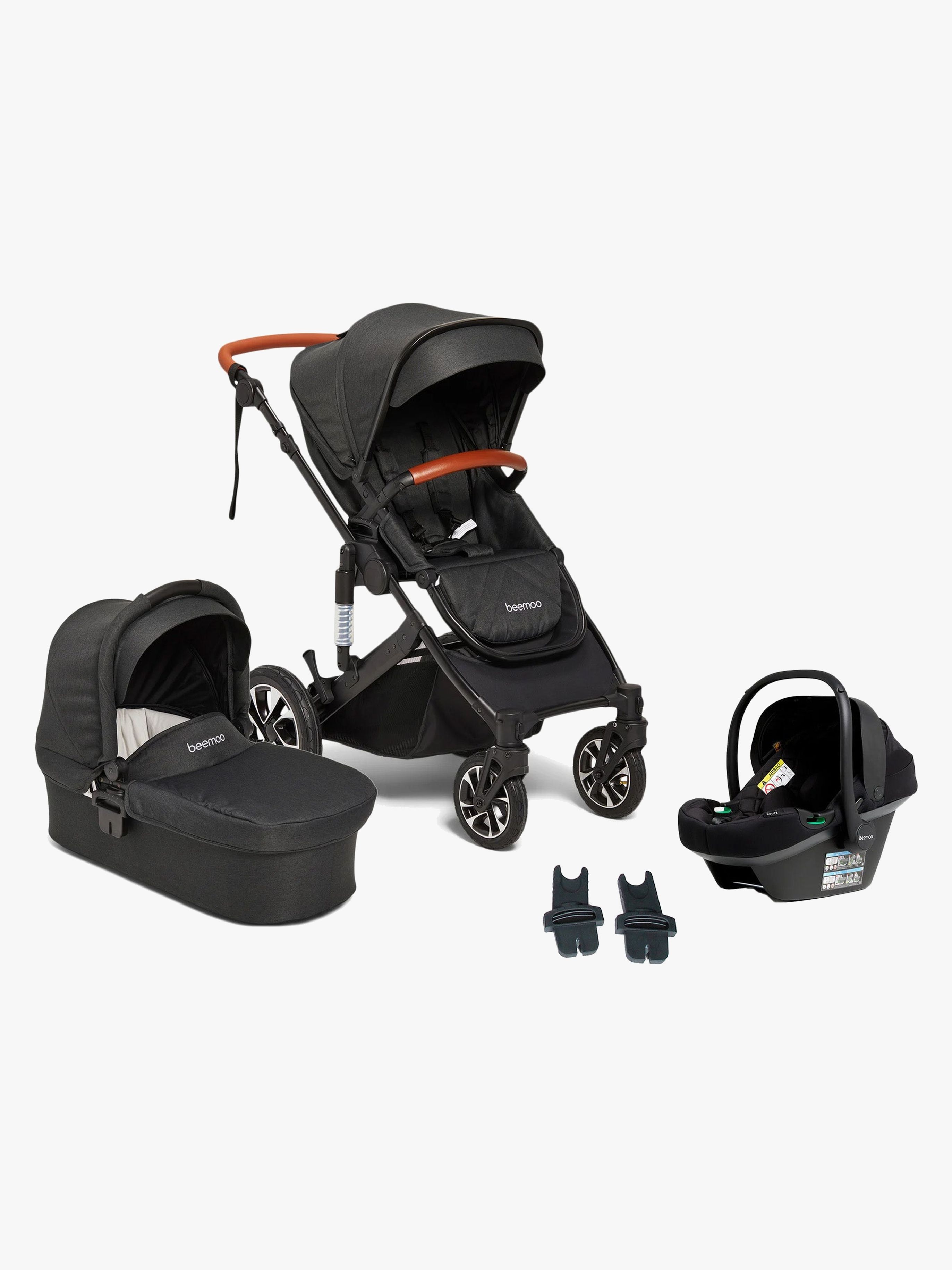 Beemoo Maxi 4 Kombiwagen inkl. Beemoo Route i-Size Babyschale, Black/Black Stone