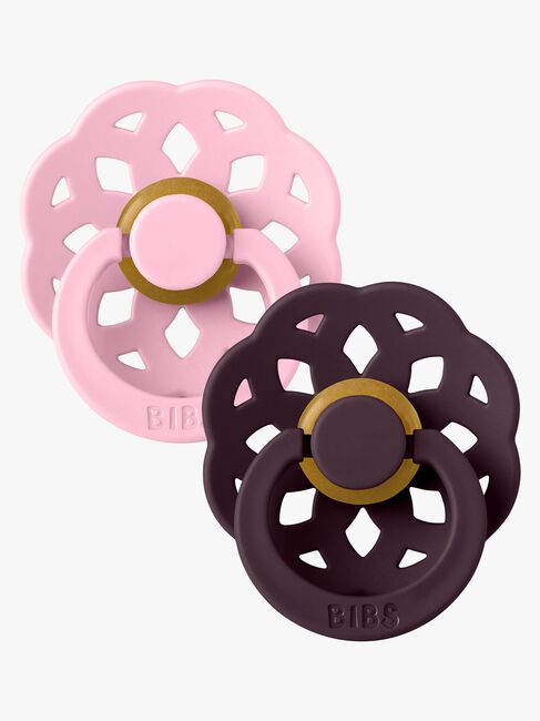 BIBS Boheme Schnuller 2er-Pack Latex Größe 1 Rund, Baby Pink/Plum