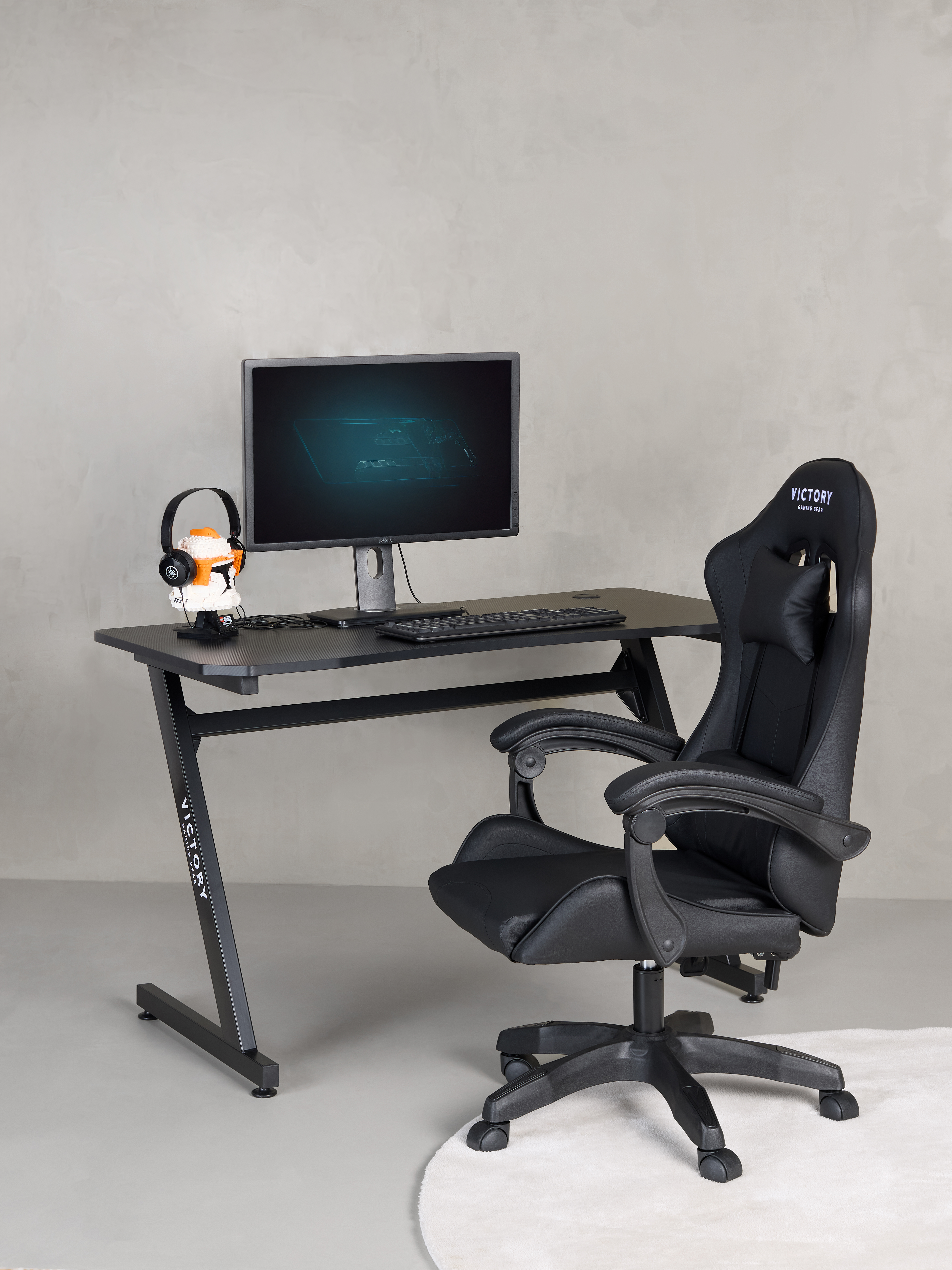Victory Mission Gaming-Stuhl inkl. Tisch, Schwarz