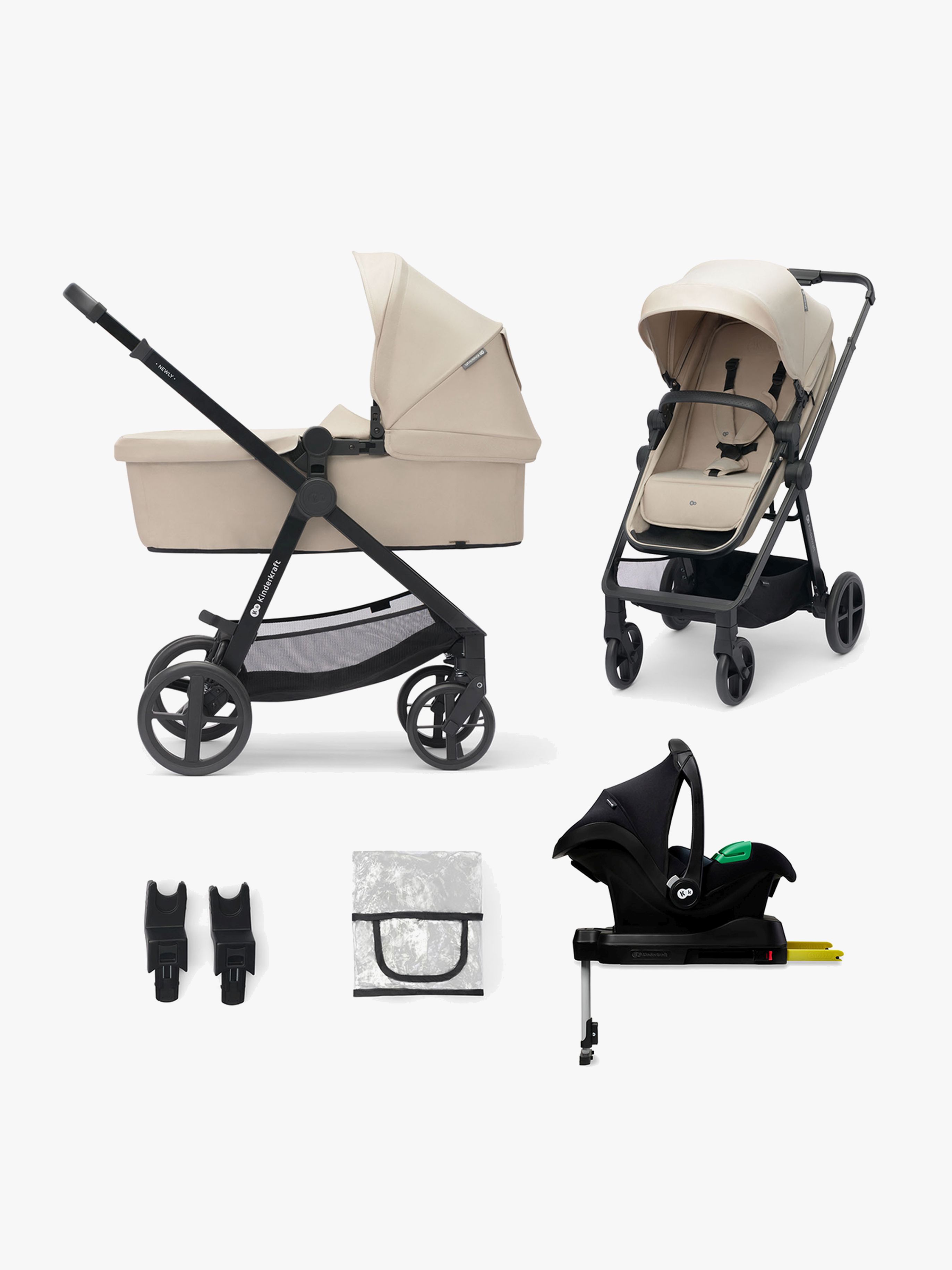 NEWLY Mink Pro Kombikinderwagen 4-in-1, Sand Beige, Kinderwagen, 2 in 1