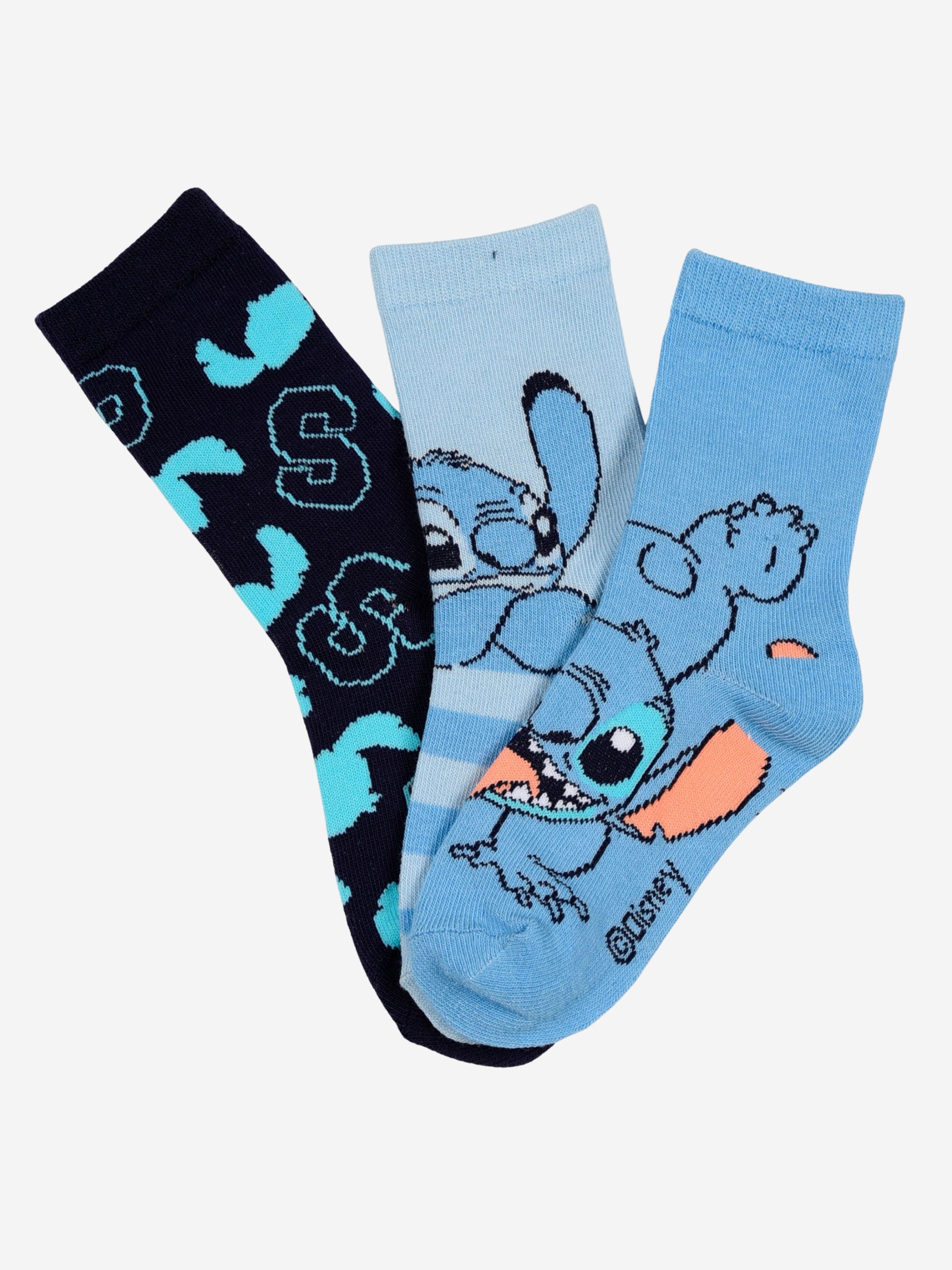 Disney Stitch Socken 3er-Pack, Mehrfarbig, 23-26