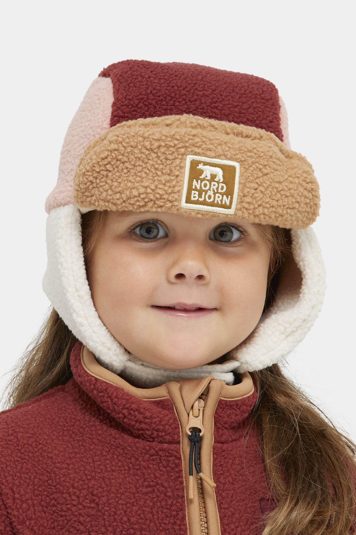 Nordbjörn Knallen Teddyfleece-Mütze, Madder Brown/Rose Dawn/Oatmeal, 52-54