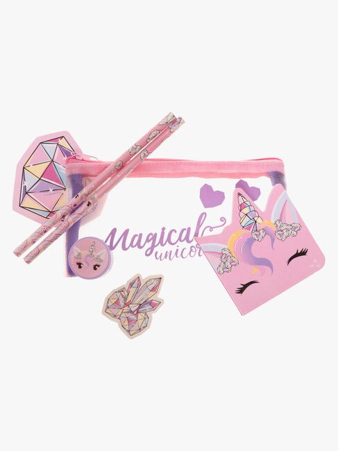 Unicorn Gems Federmäppchen mit Schreibset, Rosa