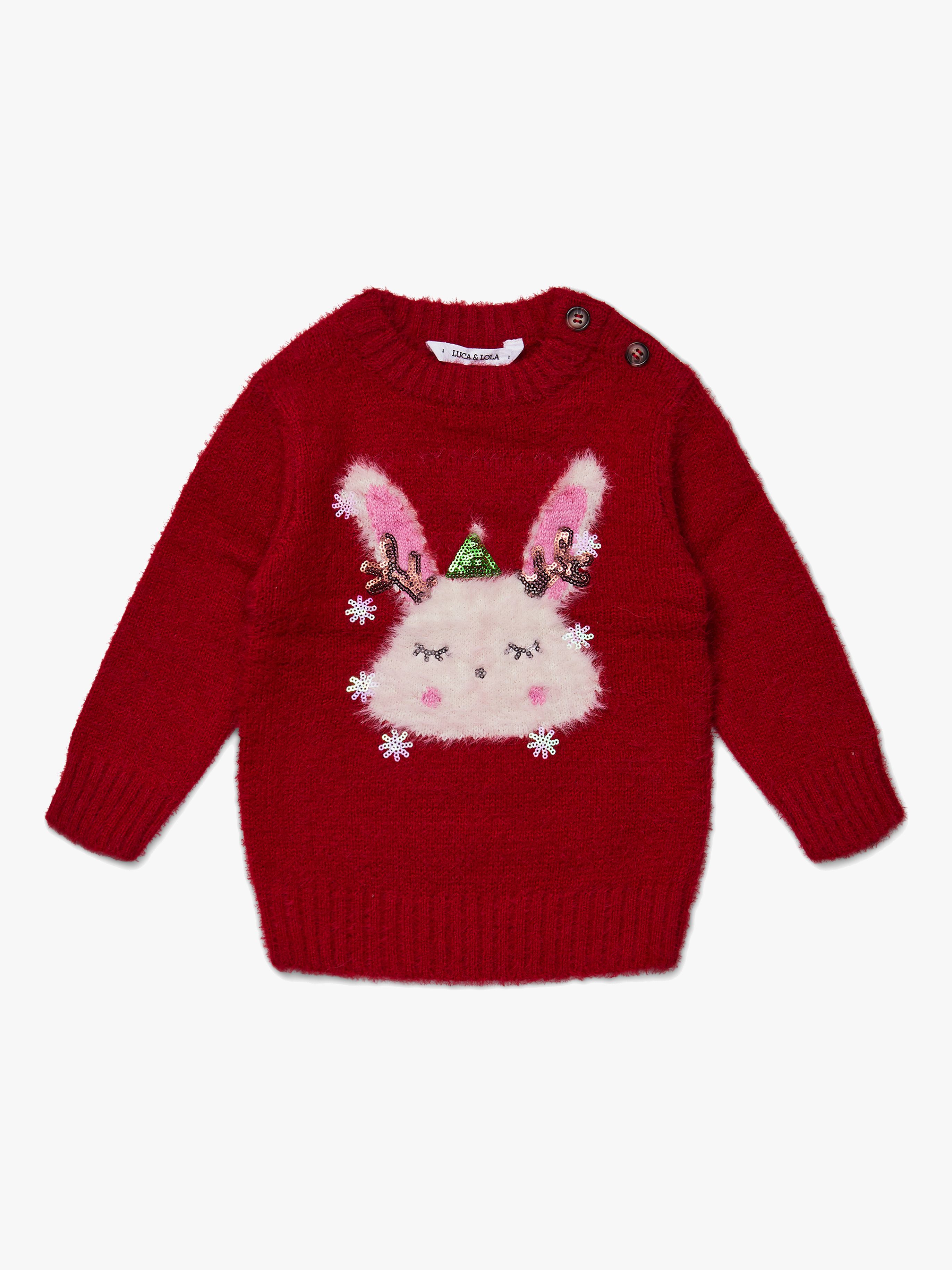 Luca &  Lola Pullover Winter Bunny, Red 74