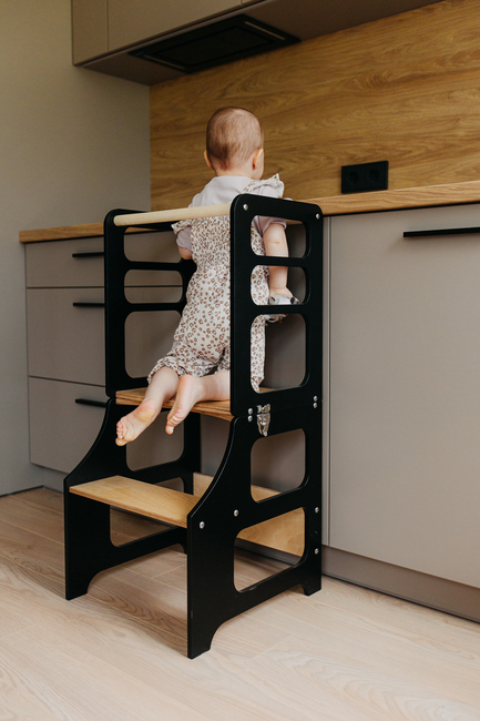 Duck Woodworks Klappbarer Lernturm, Schwarz