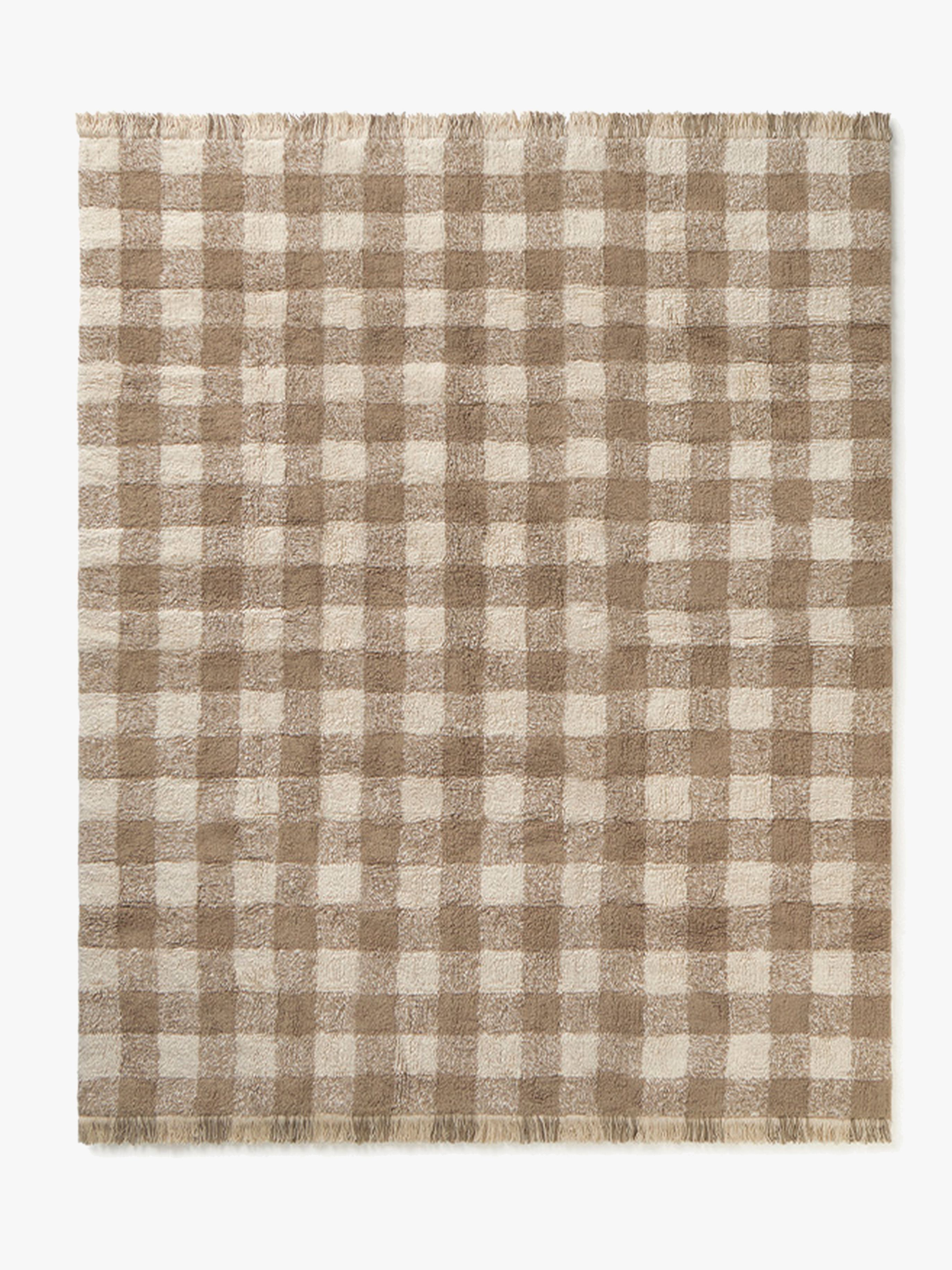 Lorena Canals Waschbarer Vichy Teppich 150x180 cm, Marron