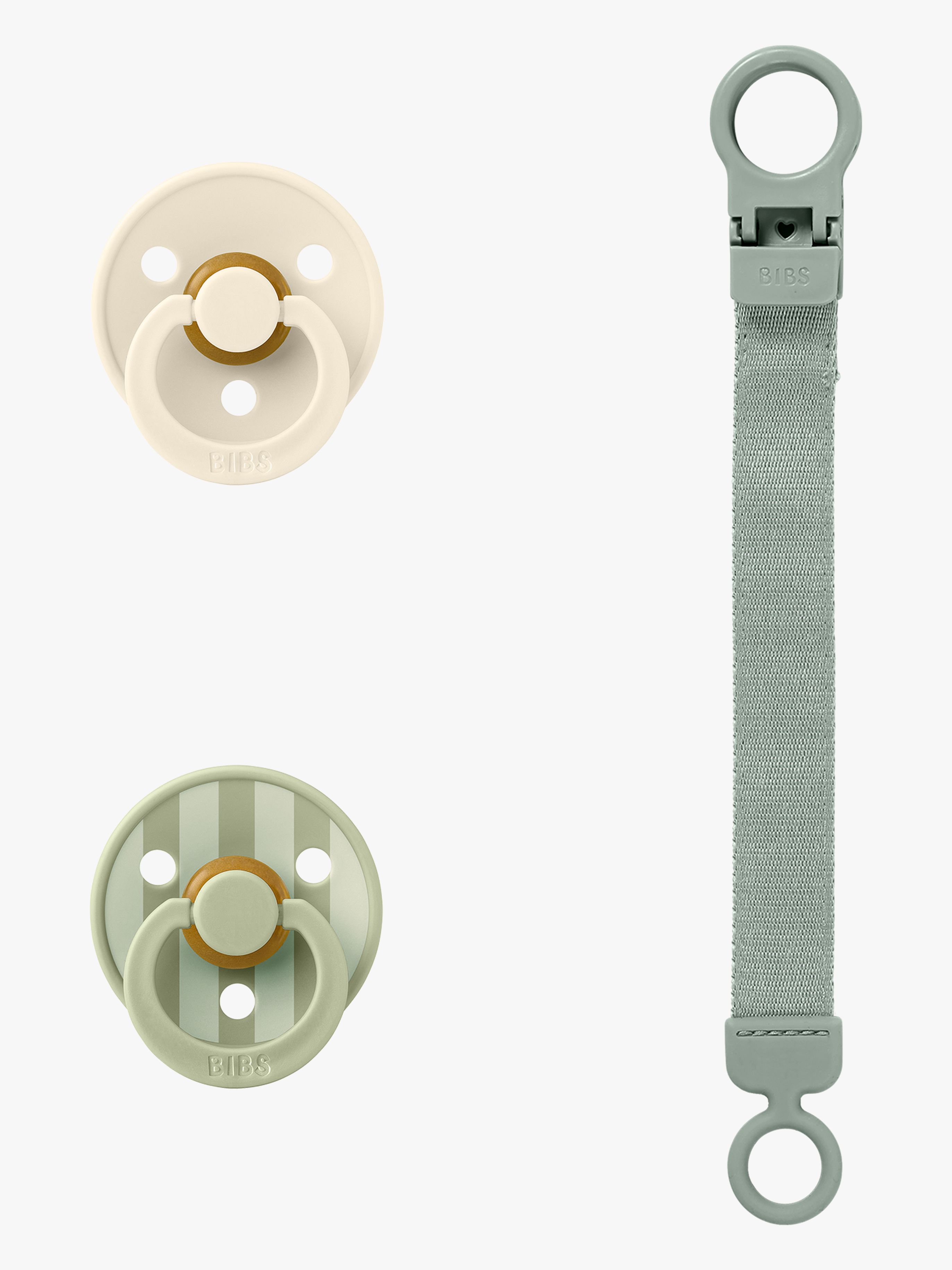 Colour Schnuller & Loop Schnullerhalter Geschenkset Latex Größe 1, Sage