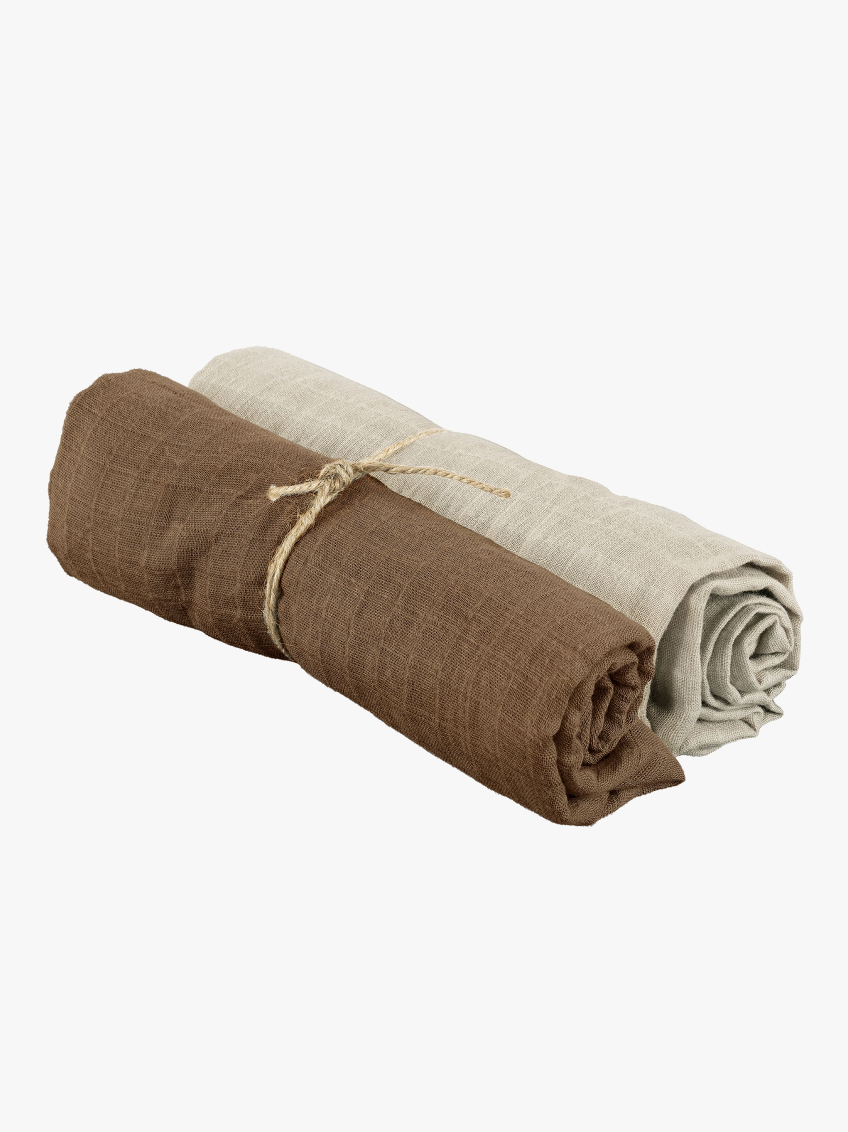 Musselintuch 70x70 2er-Pack, Taupe