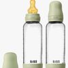 BIBS Medium Flow Glas Fläschchen Latex 2er-Pack 240 ml, Sage